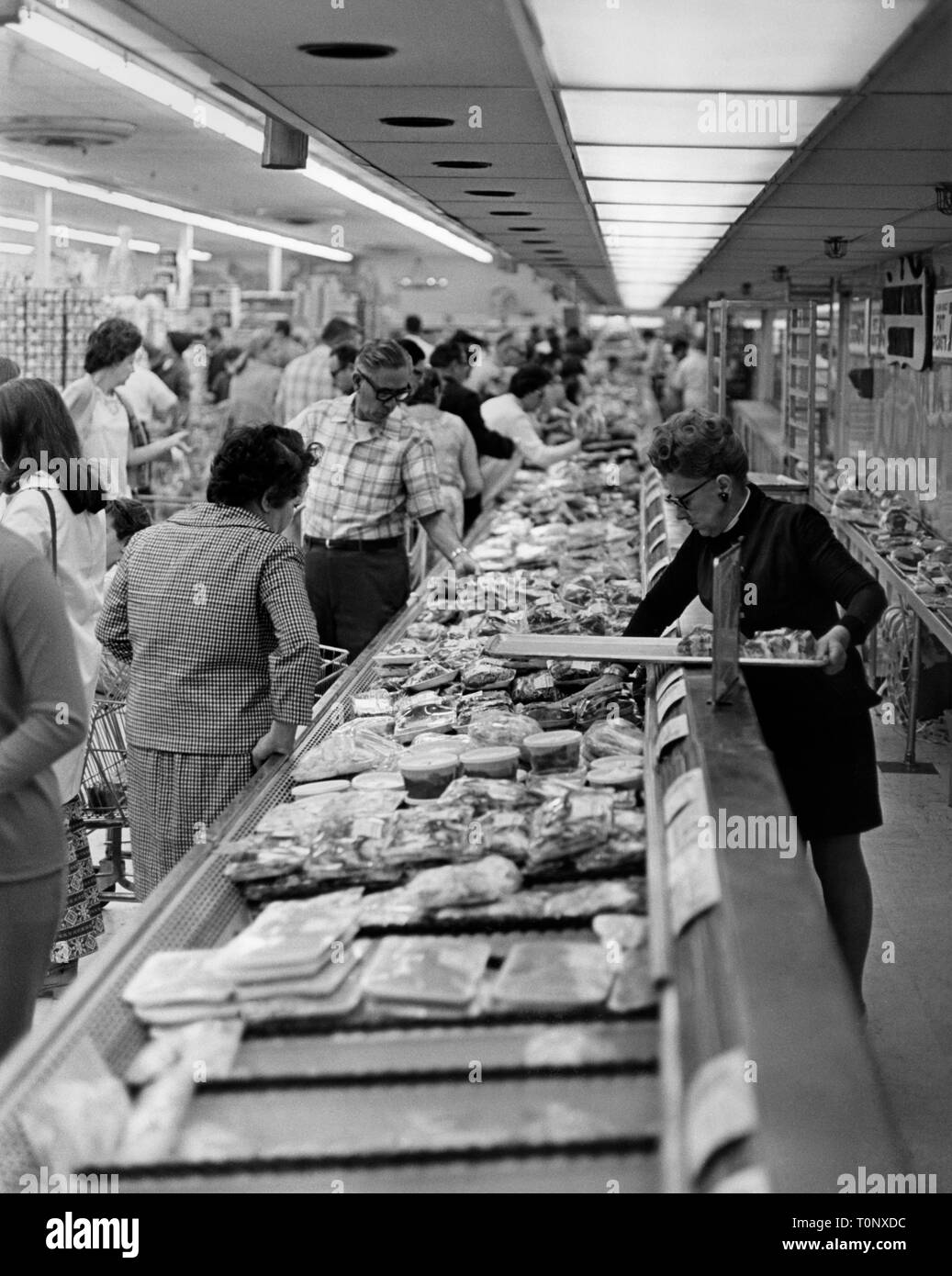 america, inside of a supermarket, 1970 Stock Photo
