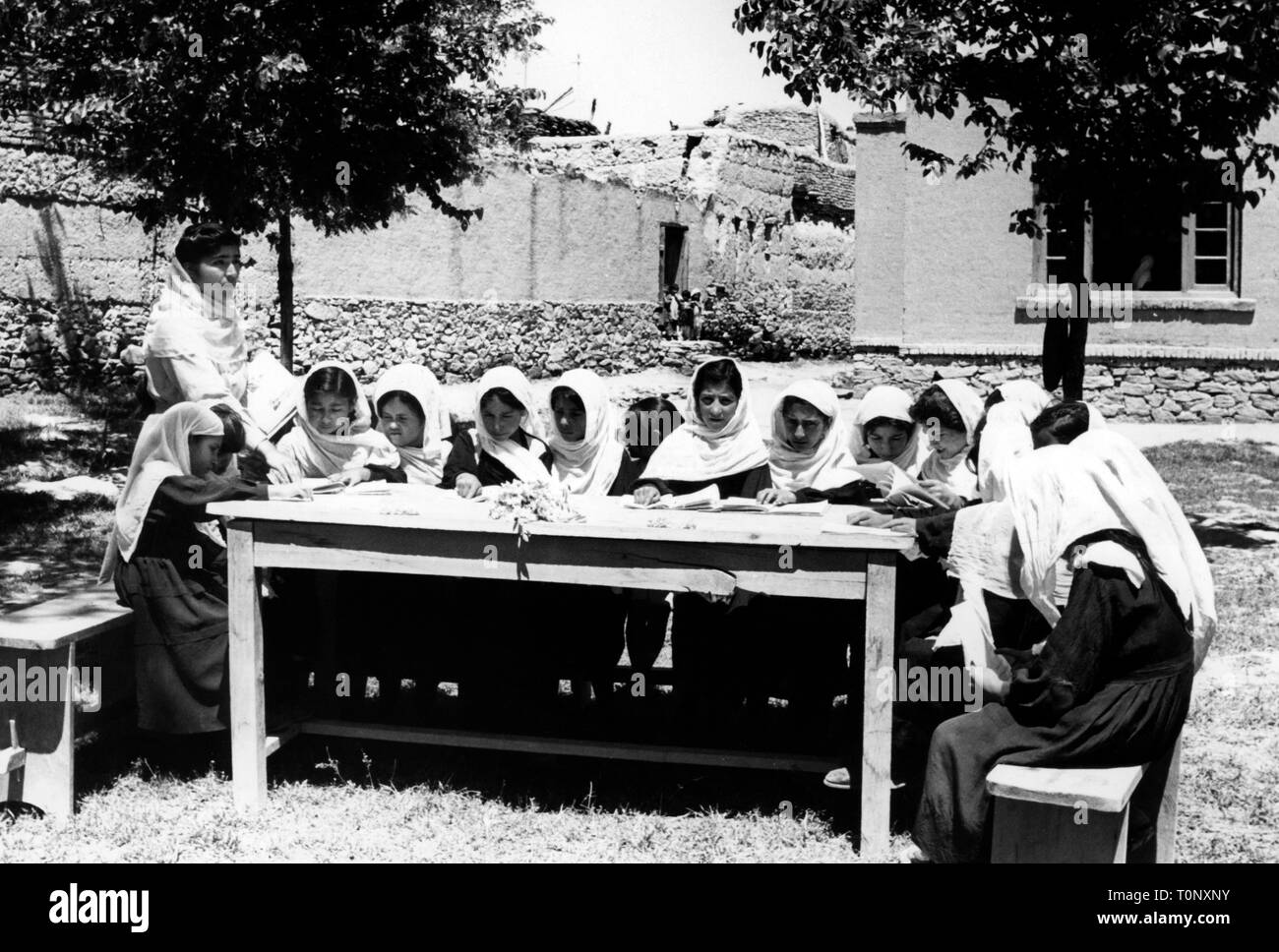 outdoor school in Kabul, 1960 Stock Photo