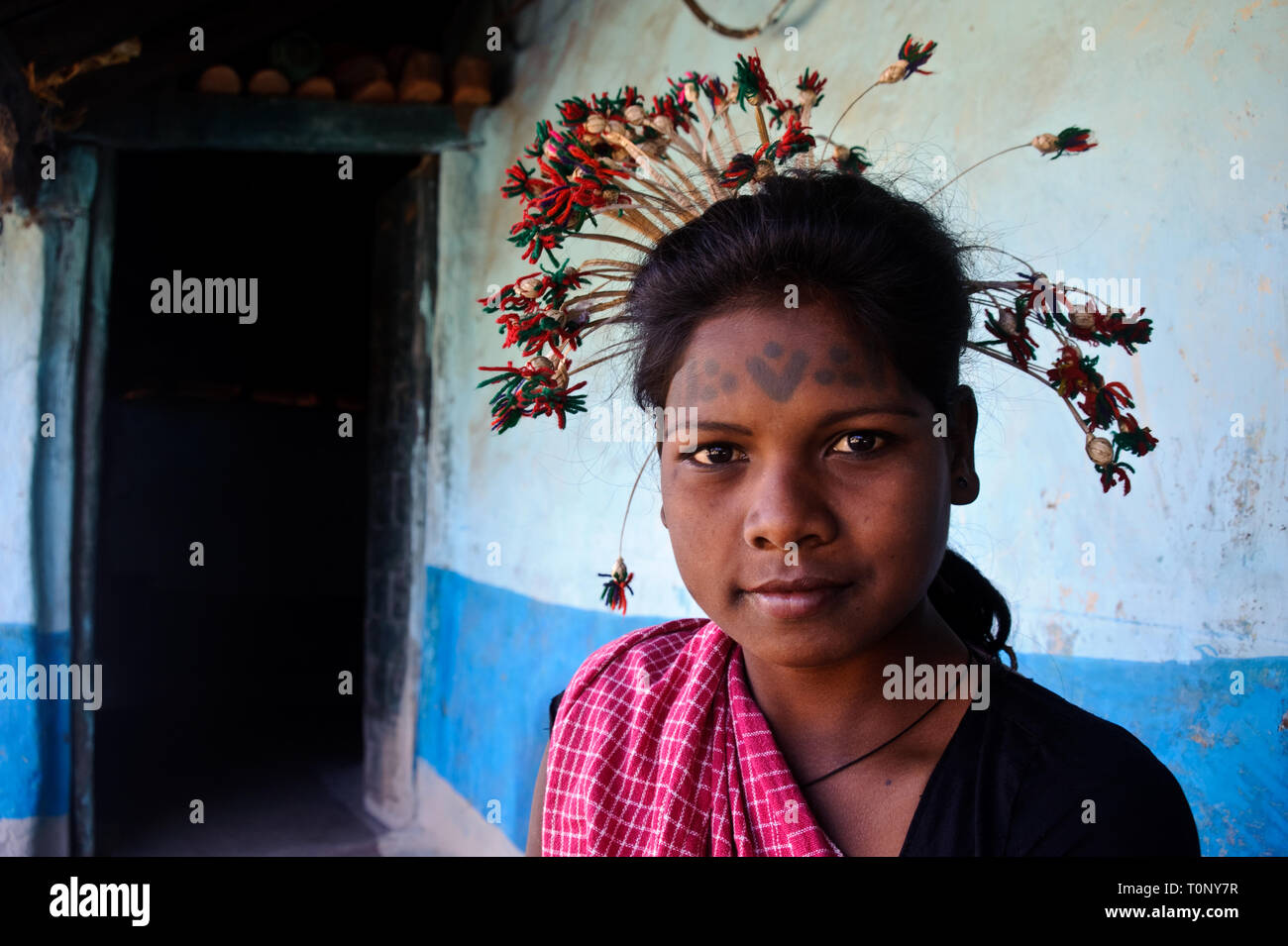 Teenage girl from the Baïga tribe (  India) Stock Photo