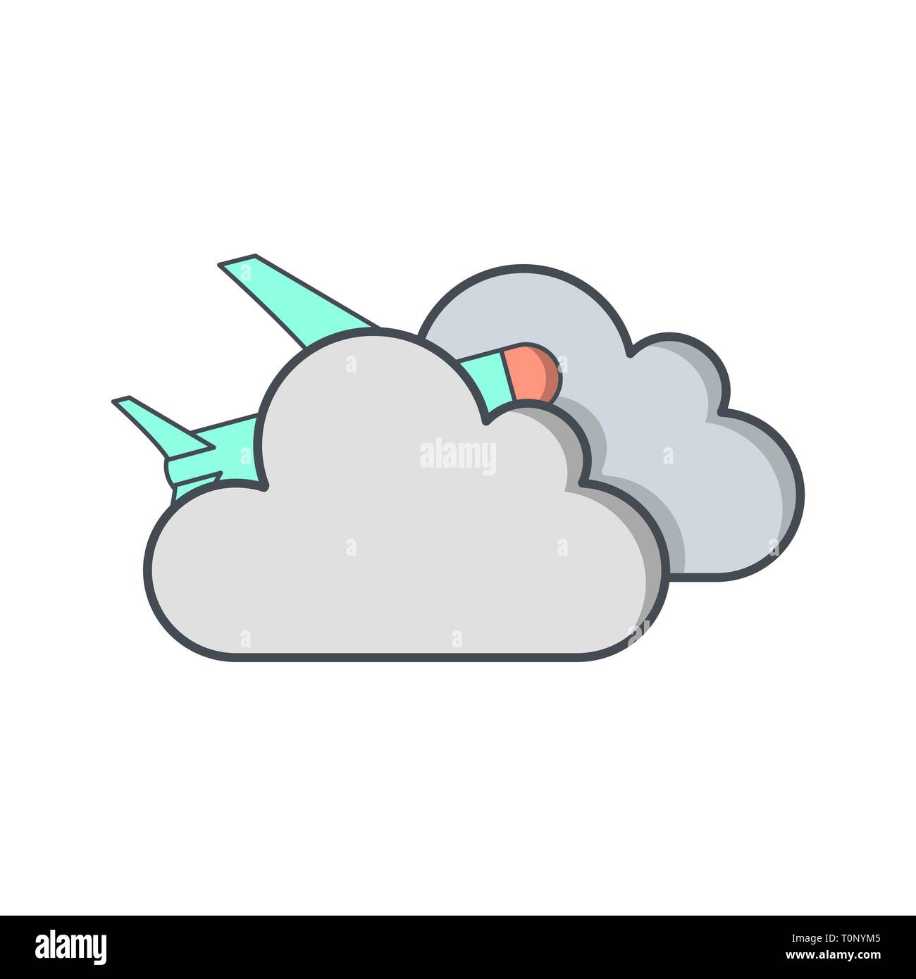 Illustration Plane cloud Icon Stock Photo - Alamy