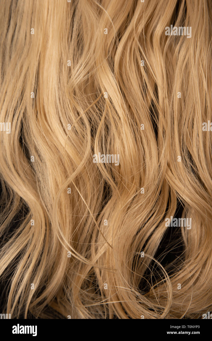 blond auburn long curly hair from the back, slightly wet and wavy. hair  extensions style cut and colored in a flow hanging down. beauty high  fashion Stock Photo - Alamy