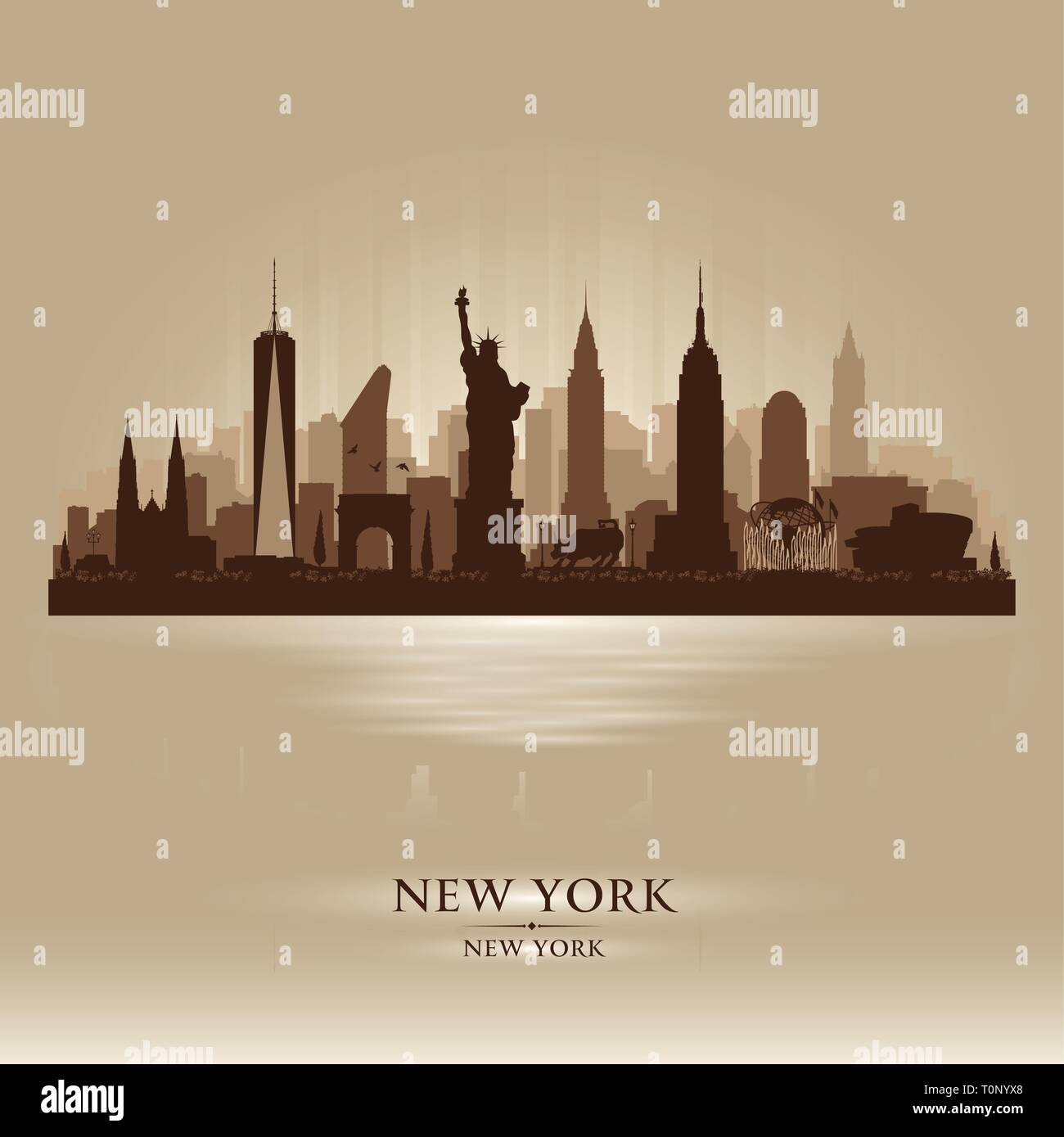 New York city skyline vector silhouette illustration Stock Vector Image ...