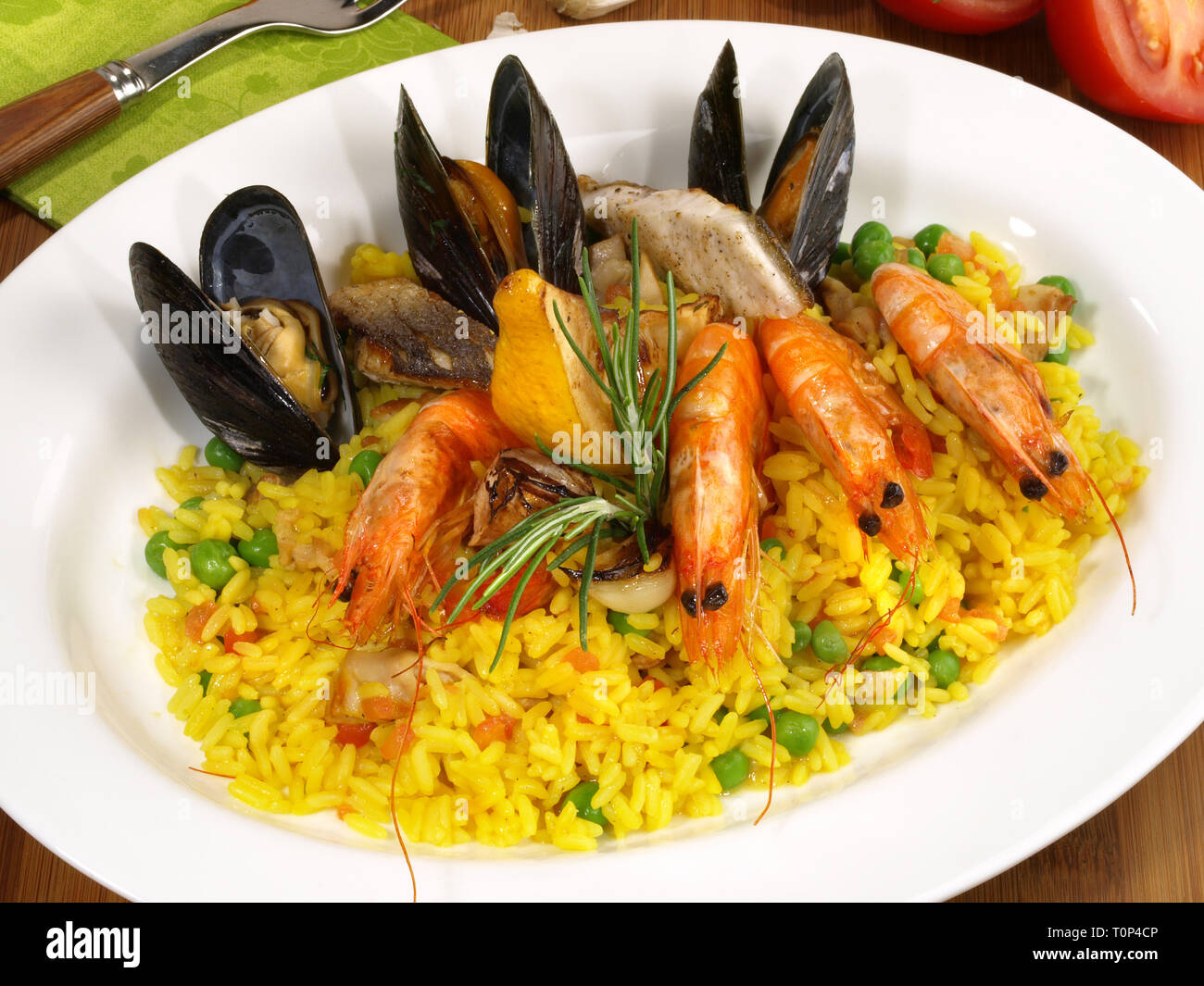 Paella on a Plate Stock Photo Alamy