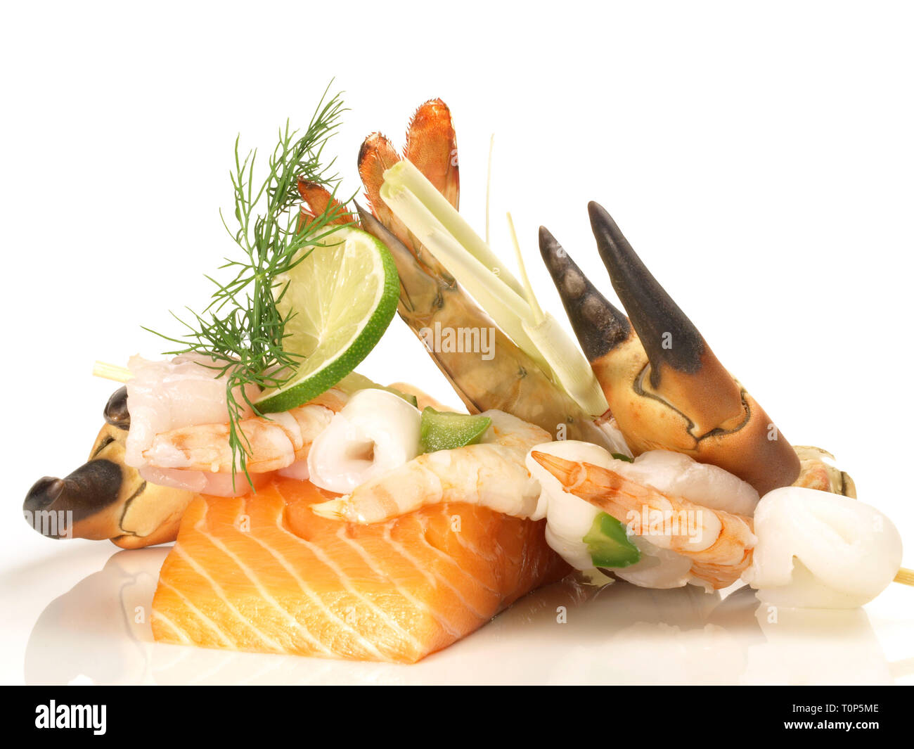 Seafood and Fish on white Background Stock Photo - Alamy