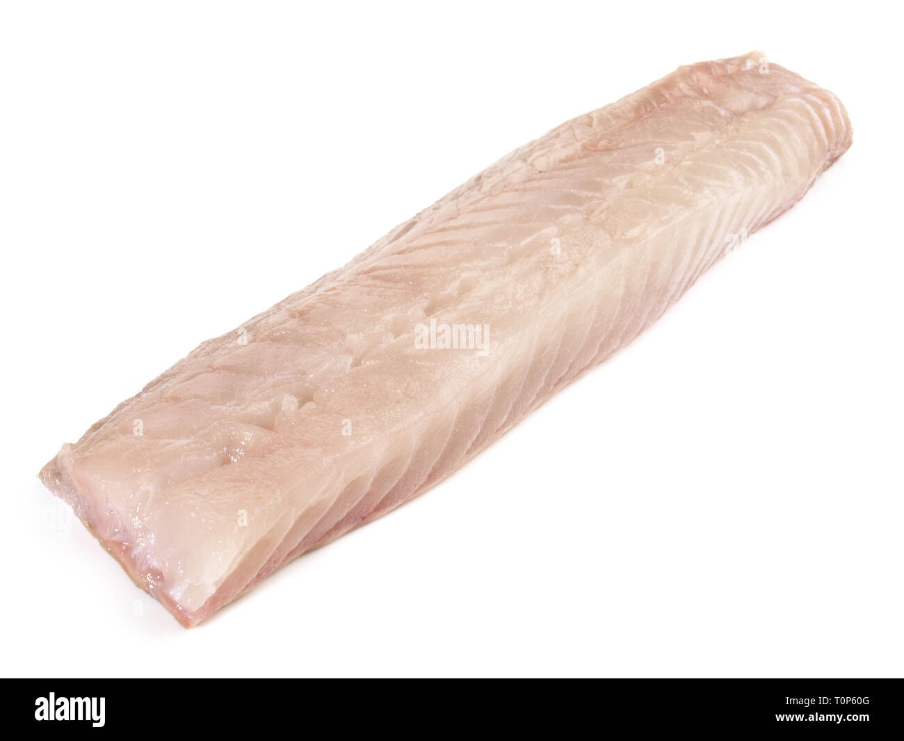 Pollack Loin - Raw Fish on white Background Stock Photo