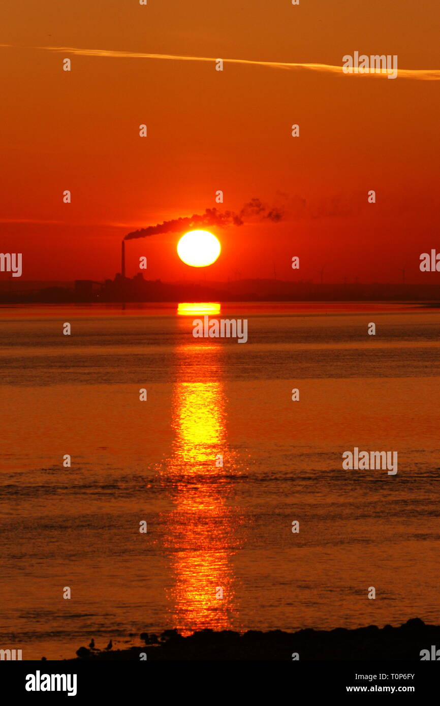 sunset on the humber estuary, river humber Stock Photo