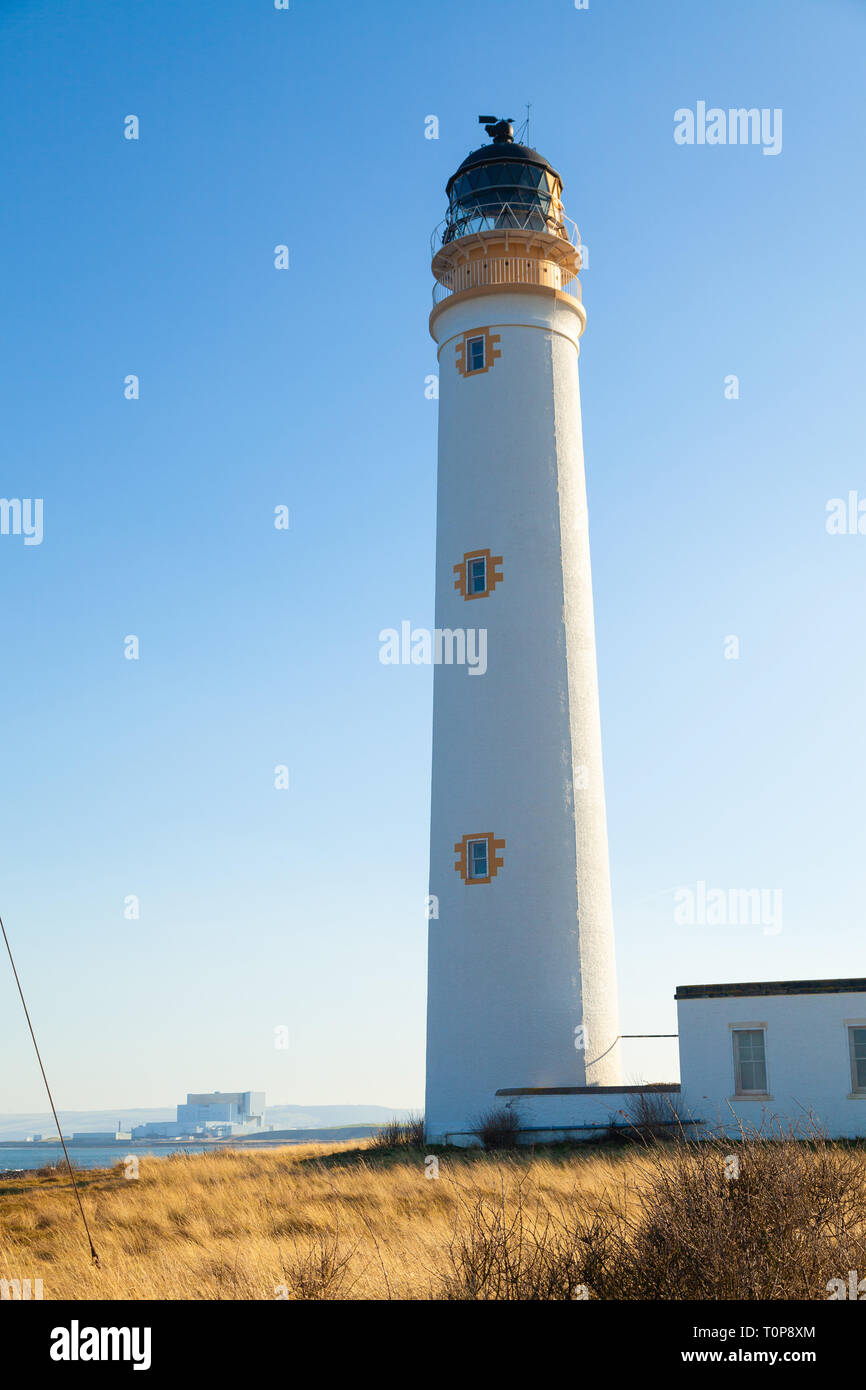 Barns Ness Lighthouse near Dunbar Scotland. Stock Photo