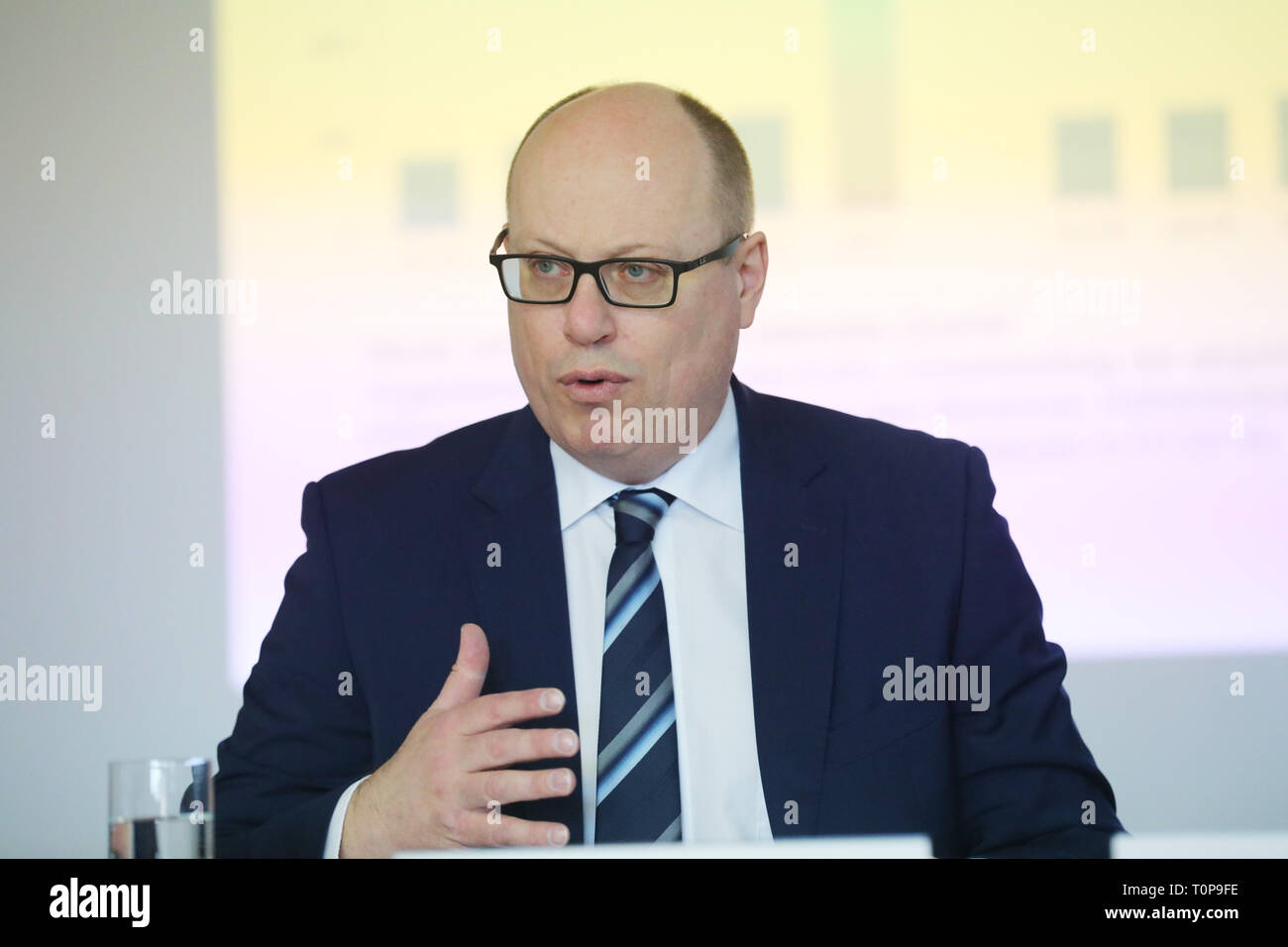 Jena Germany 21st Mar 19 Hans Dieter Schumacher Cfo Of Jenoptik Ag Speaks At The Company S