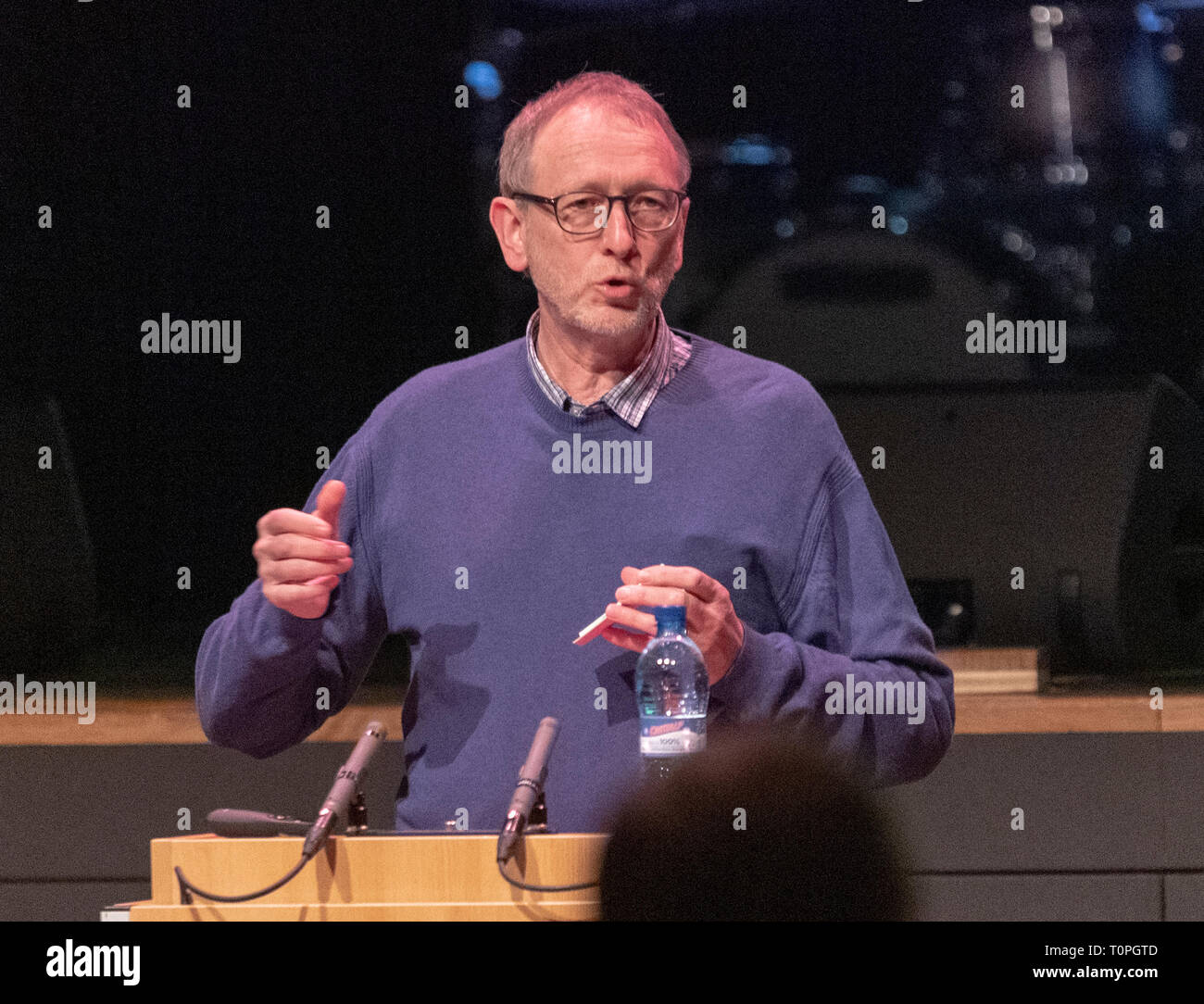Lausanne, Switzerland. 21st March, 2019. Thomas Busset (International Center for Sport Studies Neuchâtel CIES) who is testifying at the 13th day of anti-racism action that occurred at the BCV Concert Hall in Lausanne, Switzerland on the 21st March, 2019. Credit: Eric Dubost/Alamy Live News Stock Photo
