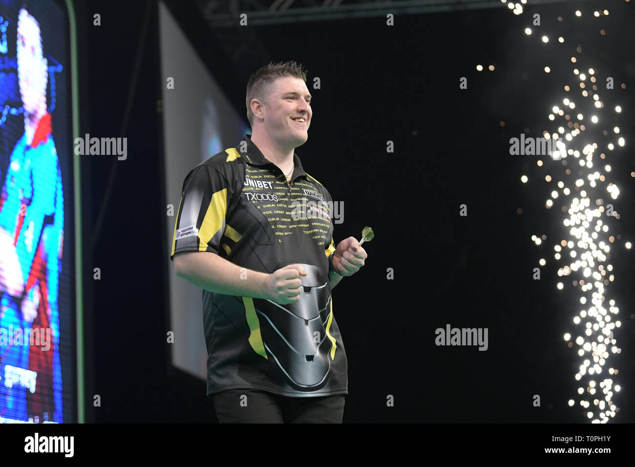 Berlin, Germany. 21st Mar, 2019. Daryl Gurney, the Northern Irish darts