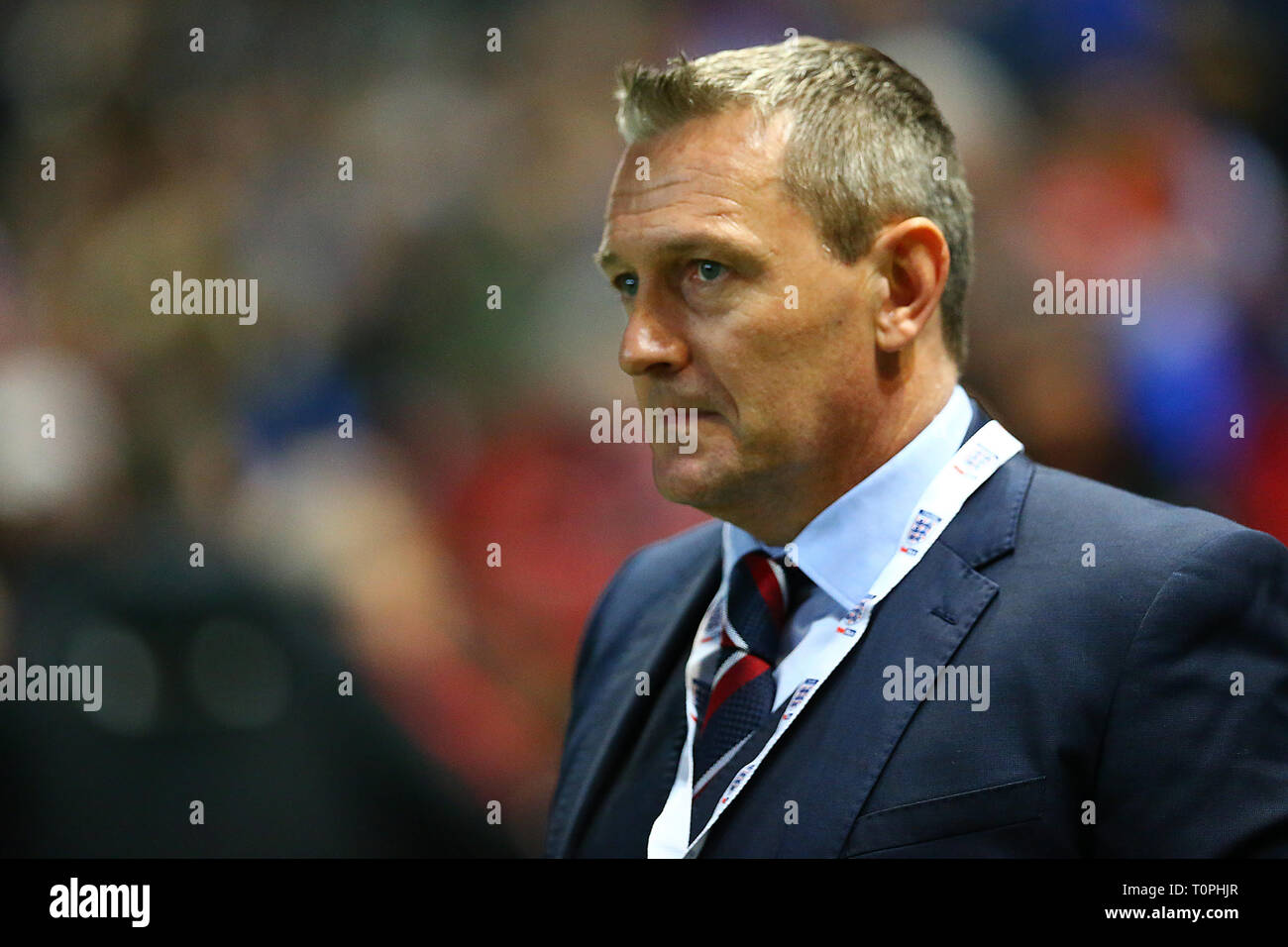 Bristol, UK. 21st Mar, 2019. Aidy Boothroyd manager of England U21s during the International Friendly match between England U21 and Poland U21 at Ashton Gate, Bristol, England on 21 March 2019. Photo by Dave Peters. Editorial use only, license required for commercial use. No use in betting, games or a single club/league/player publications. Credit: UK Sports Pics Ltd/Alamy Live News Stock Photo