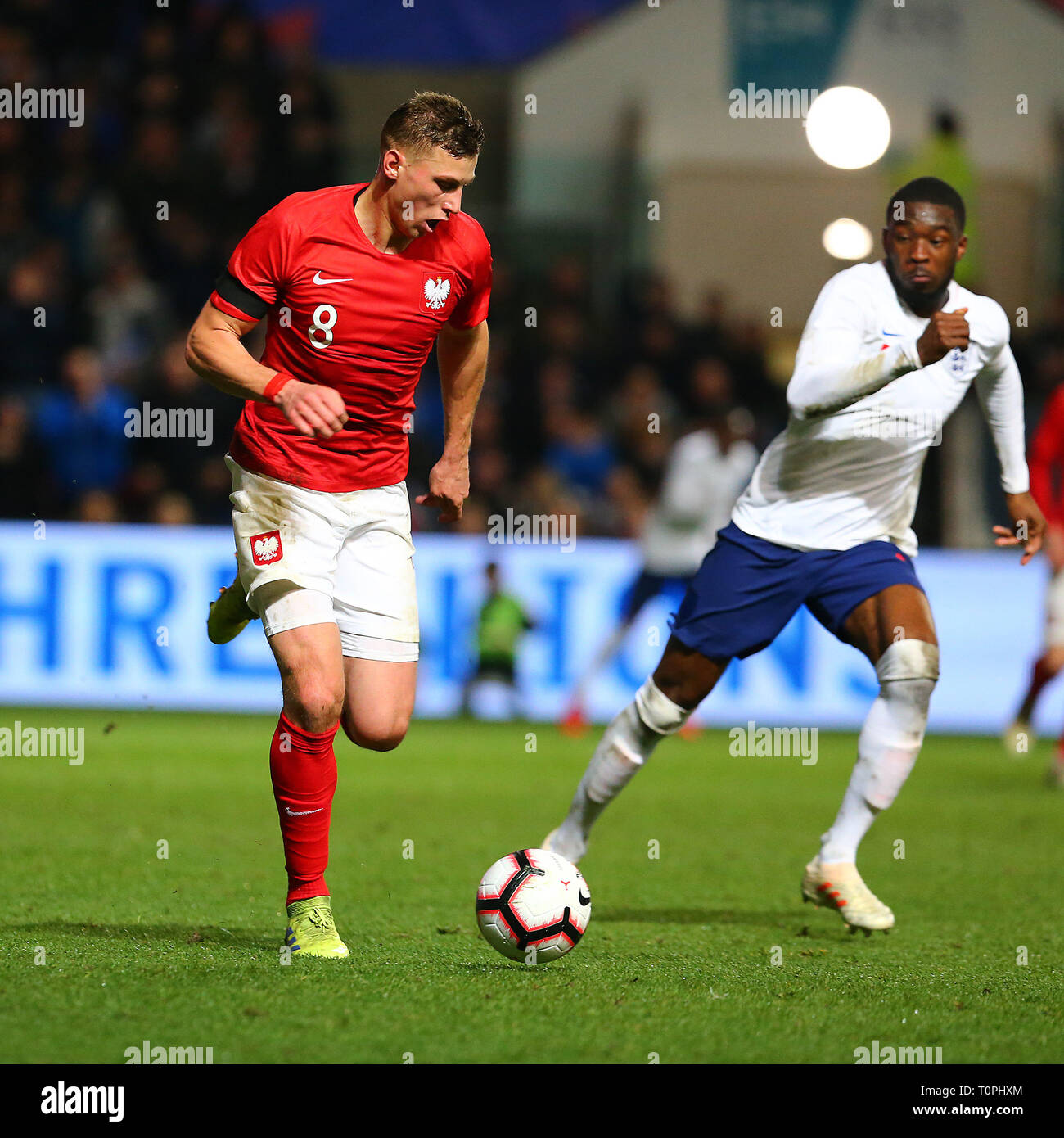 Bristol, UK. 21st Mar, 2019. Jakub Piotrowski of Poland U21s during the International Friendly match between England U21 and Poland U21 at Ashton Gate, Bristol, England on 21 March 2019. Photo by Dave Peters. Editorial use only, license required for commercial use. No use in betting, games or a single club/league/player publications. Credit: UK Sports Pics Ltd/Alamy Live News Stock Photo