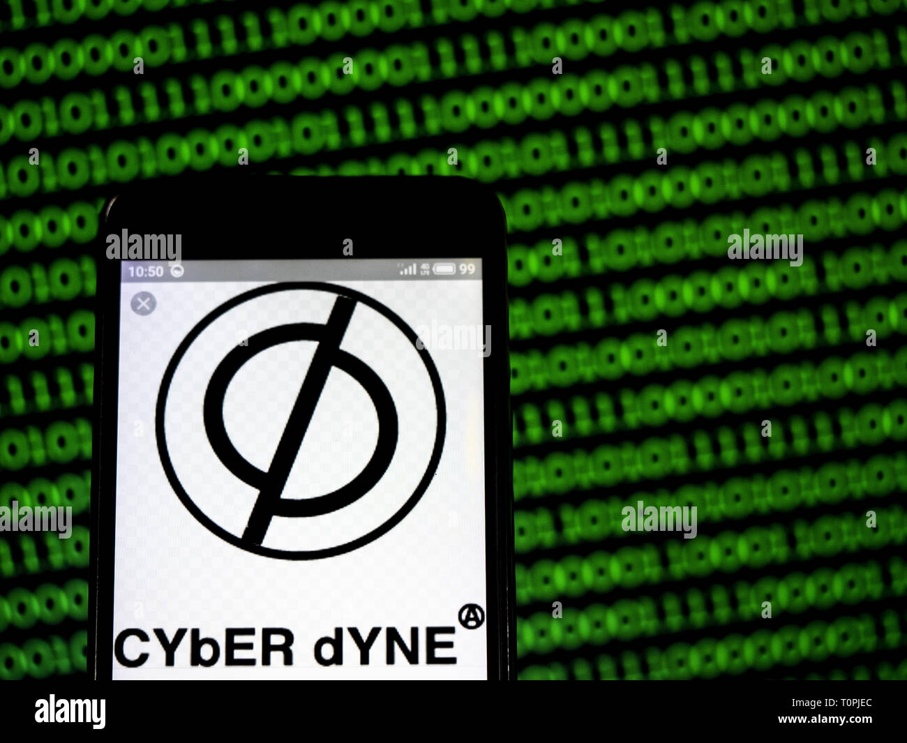 Ukraine. 21st Mar, 2019. In this photo illustration Cyberdyne Inc logo seen displayed on a smart phone. Credit: Igor Golovniov/SOPA Images/ZUMA Wire/Alamy Live News Stock Photo