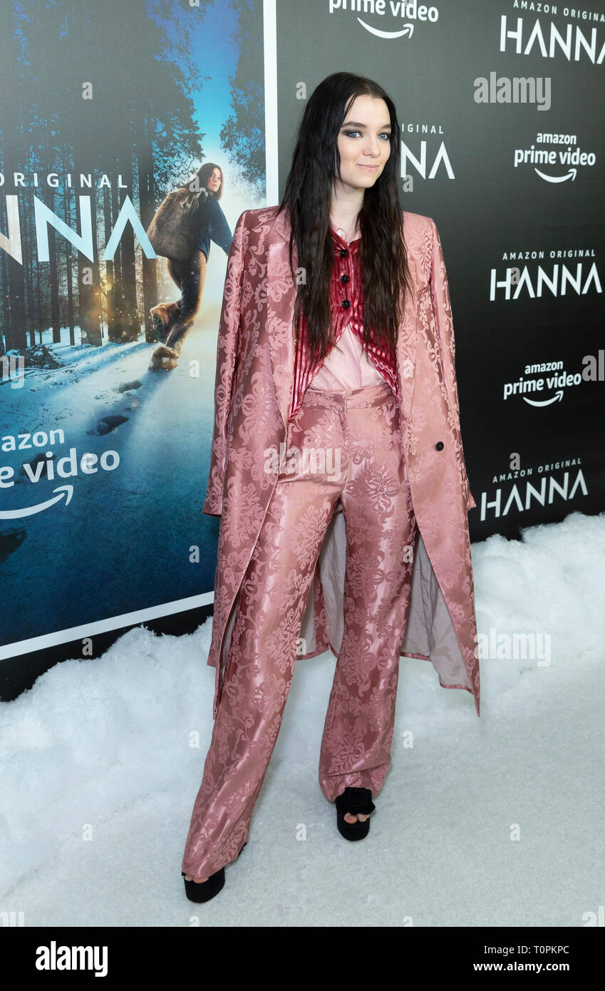 New York, NY - March 21, 2019: Esme Creed-Miles wearing dress by Ann  Demeulemeester attends season 1 of Hanna launch on Amazon Prime Video at  Whitby hotel Credit: lev radin/Alamy Live News