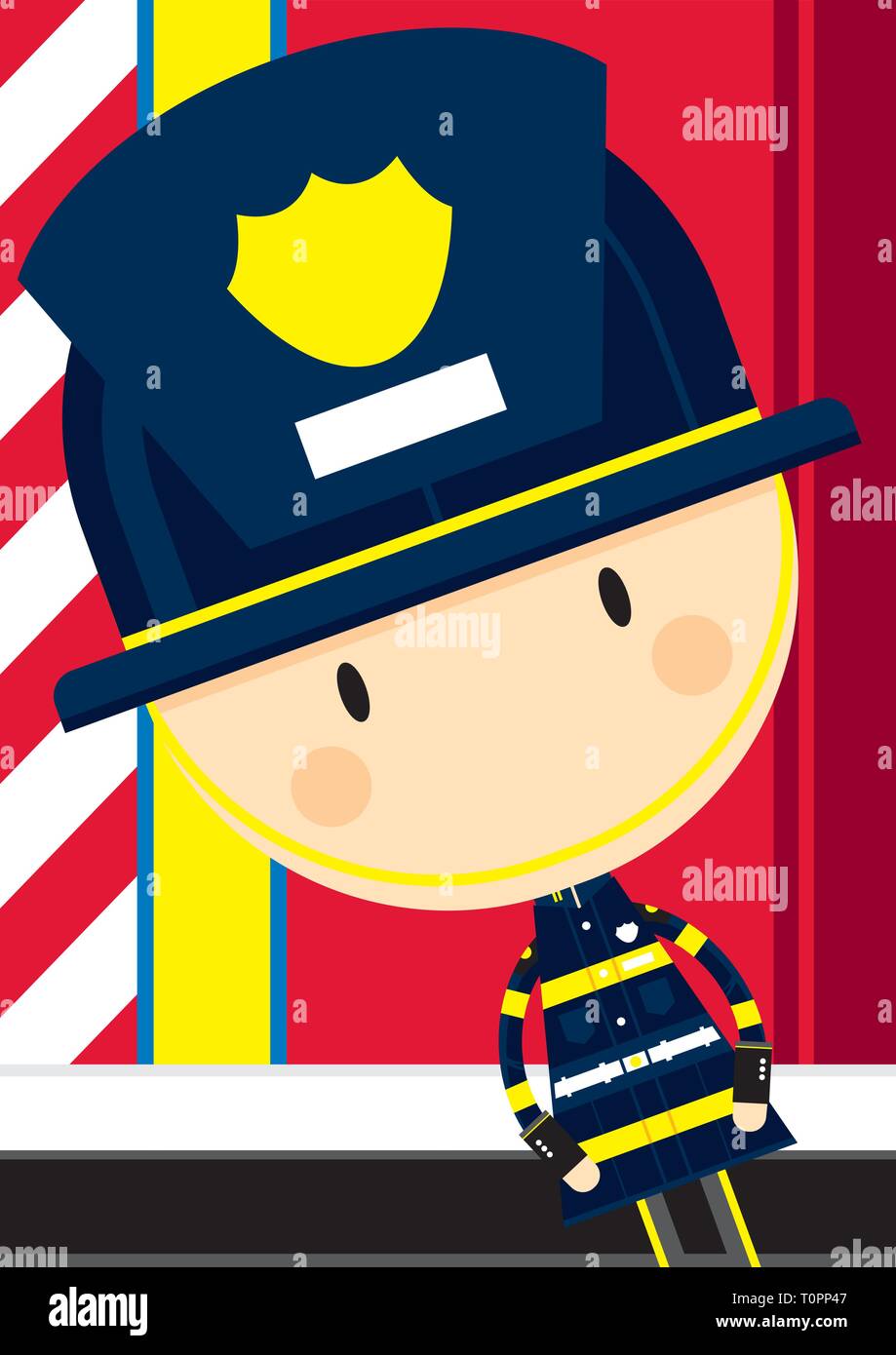 Cute Cartoon Fireman - Firefighter Character Stock Vector Image & Art ...