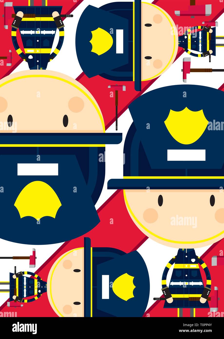 Cute Cartoon Fireman with Axe Stock Vector Image & Art - Alamy