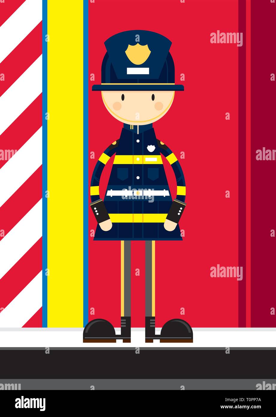 Cute Cartoon Fireman - Firefighter Character Stock Vector Image & Art ...