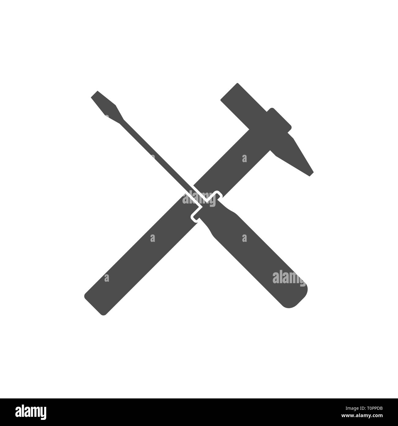 Screwdriver and hammer icon. Vector illustration, flat Stock Vector