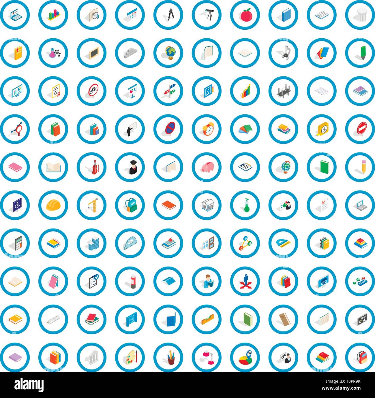 100 learning icons set, isometric 3d style Stock Vector Image & Art - Alamy
