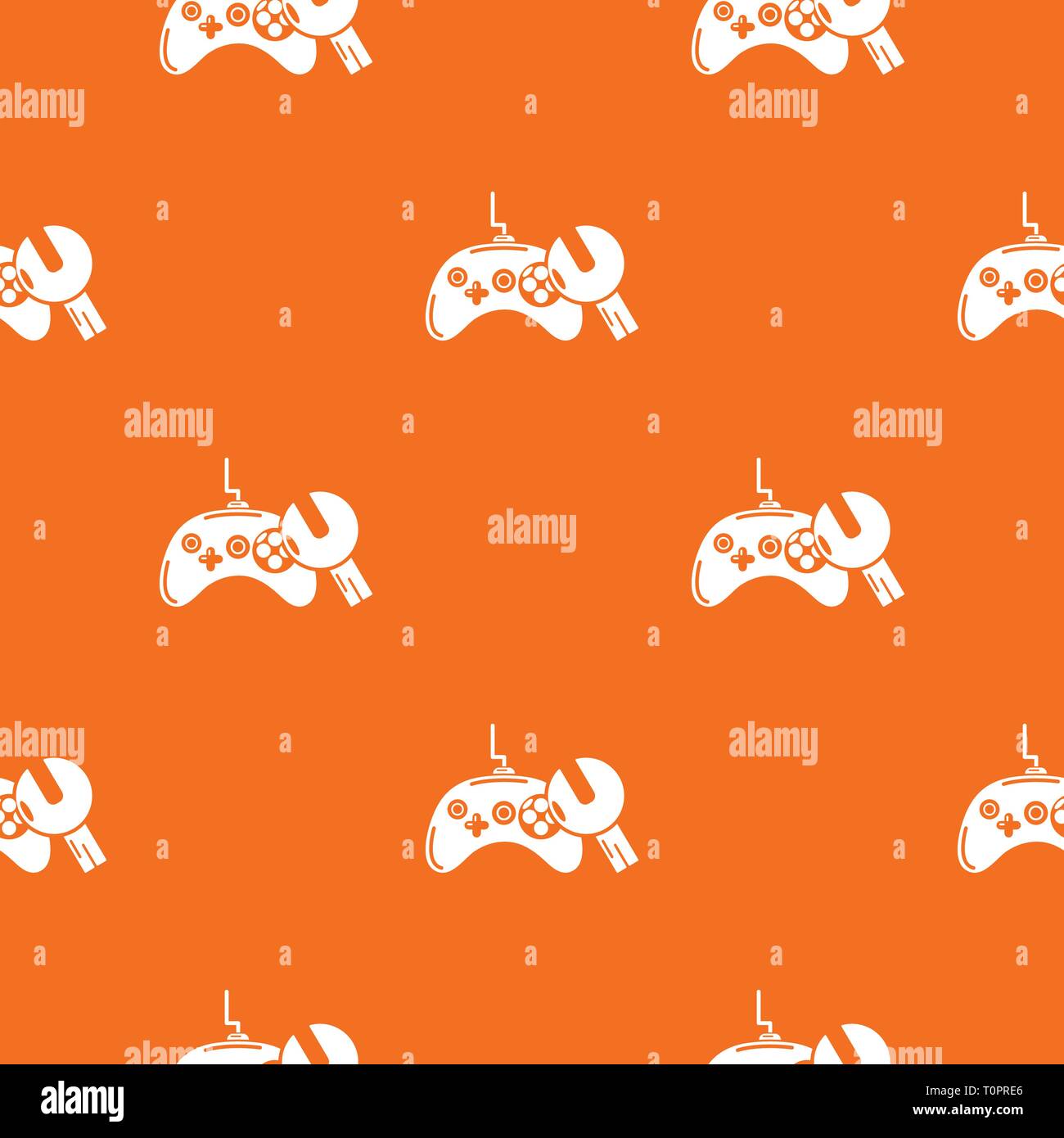 Gamepad repair pattern vector orange Stock Vector