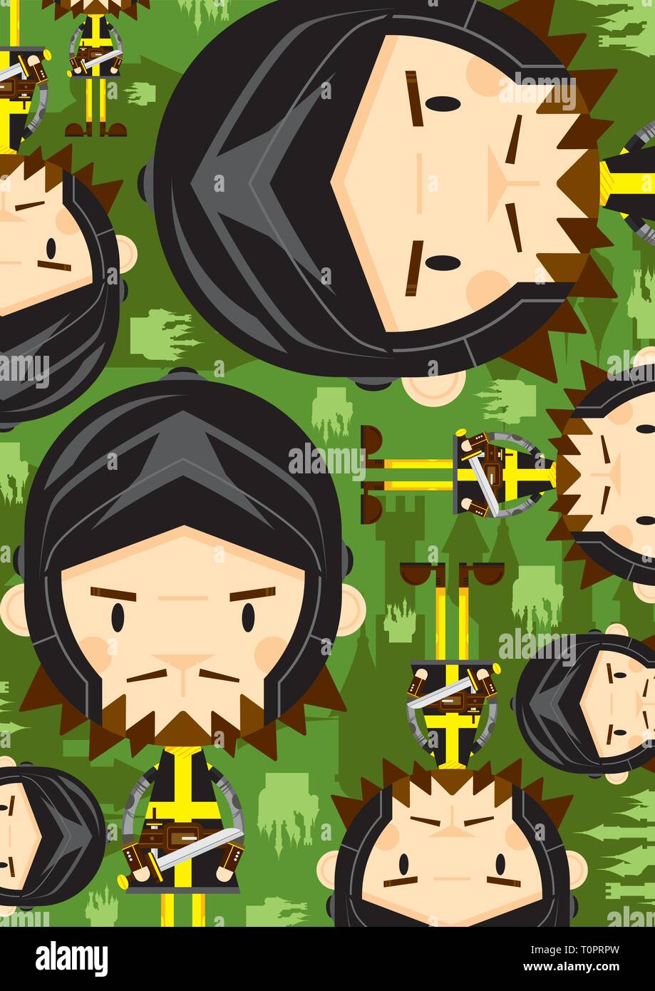 Cute Cartoon Medieval Crusader Knight Pattern Stock Vector Image & Art ...