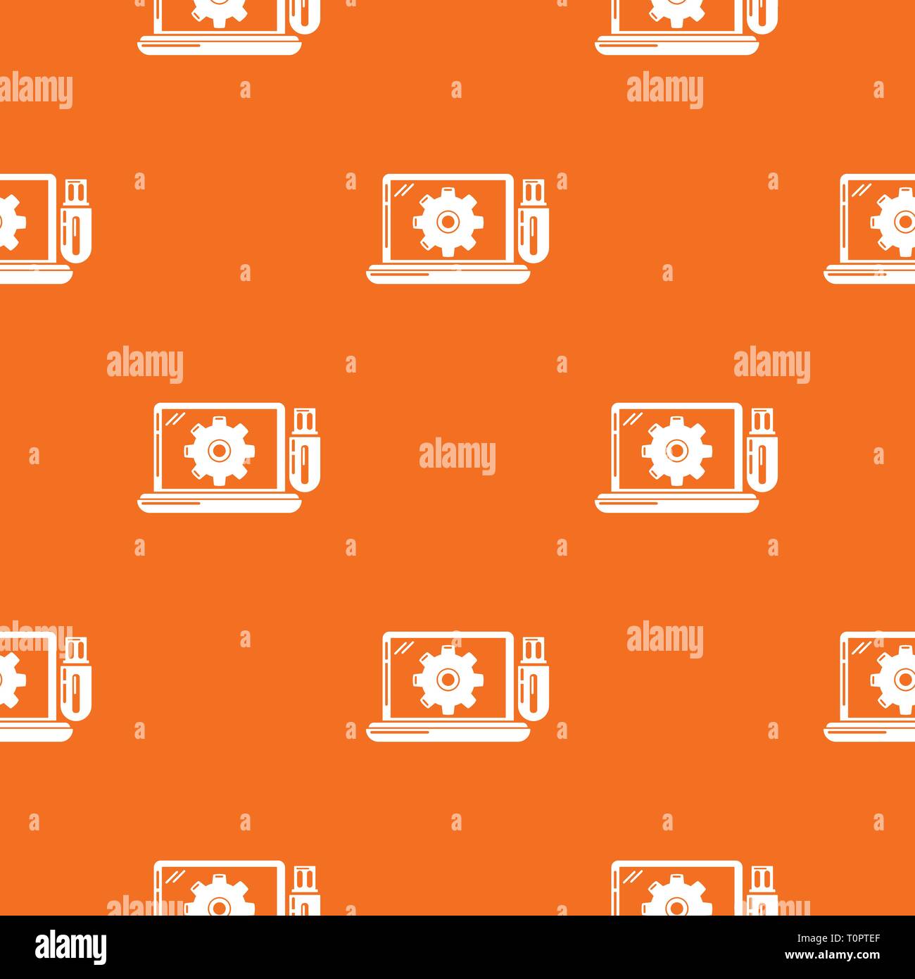 Laptop repair pattern vector orange Stock Vector