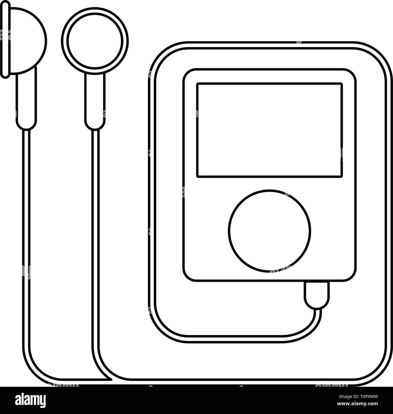 Music player with earphones in black and white Stock Vector Image & Art ...