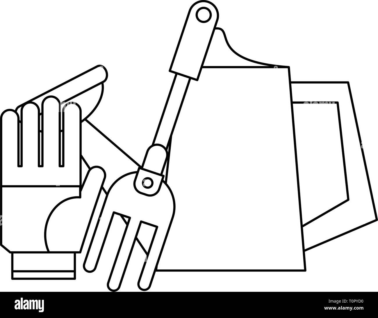 Gardening tools concept in black and white Stock Vector