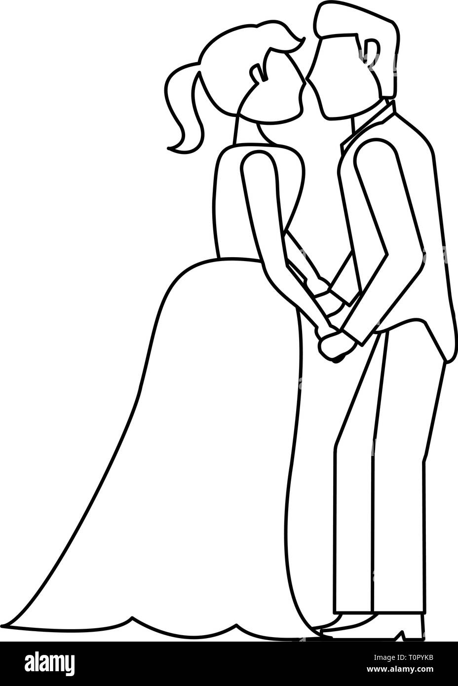 Wedding couple kissing in black and white Stock Vector Image & Art - Alamy
