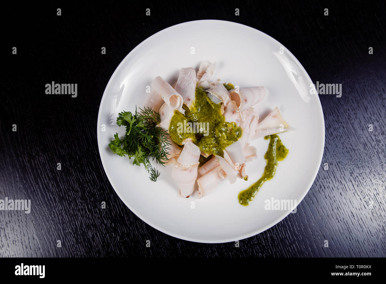 Lard. Strips of fat with copy space. Dry lard with herbs. Fat from the