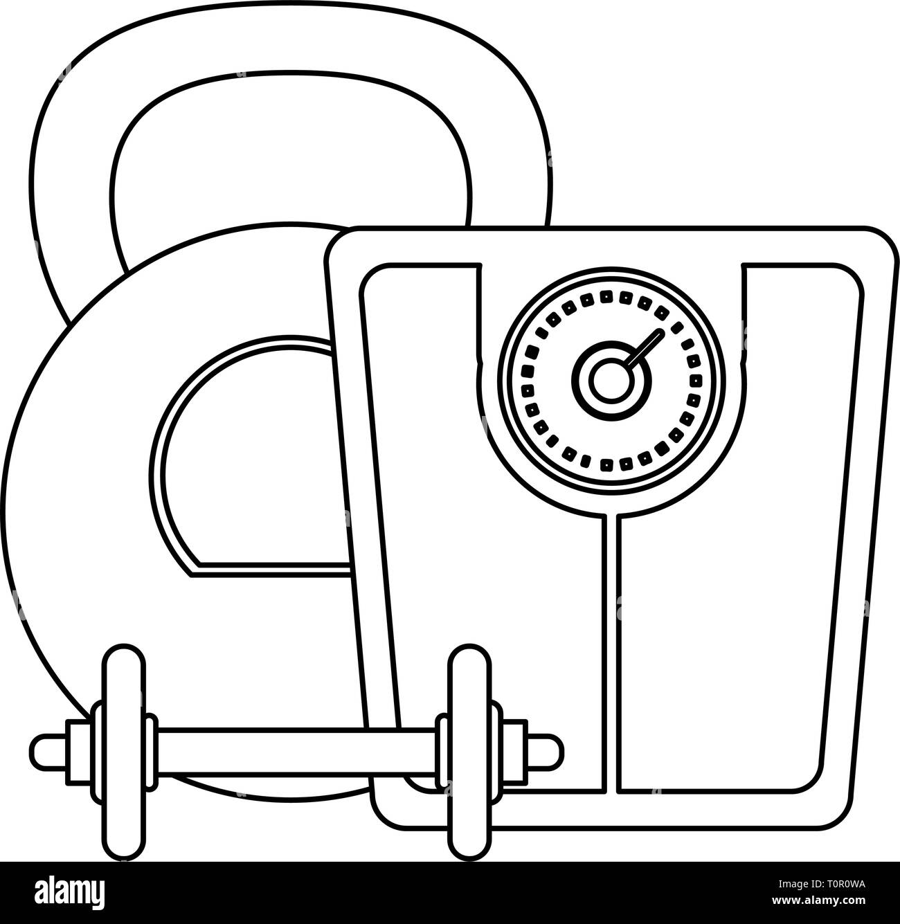 Healthy lifestyle and weight loss in black and white Stock Vector Image ...