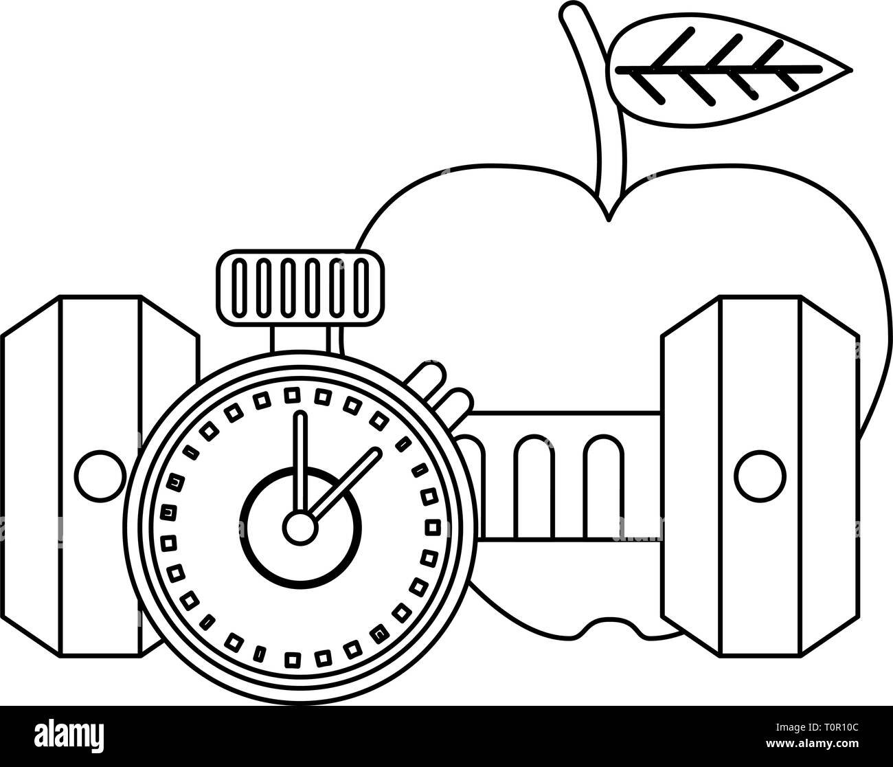 Healthy lifestyle and weight loss in black and white Stock Vector Image ...