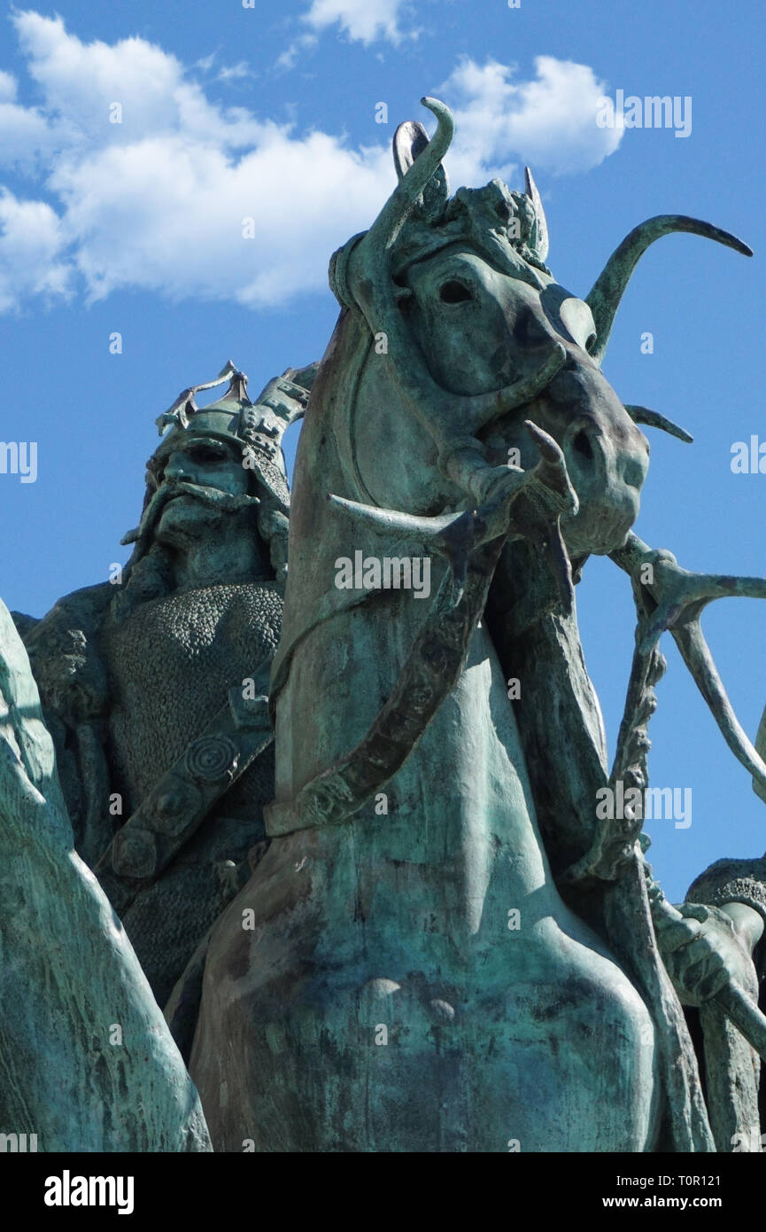 Statue Huba of Seven Chieftains of the Magyars in Heroes Square Budapest  Hungary Vertical Stock Photo - Alamy