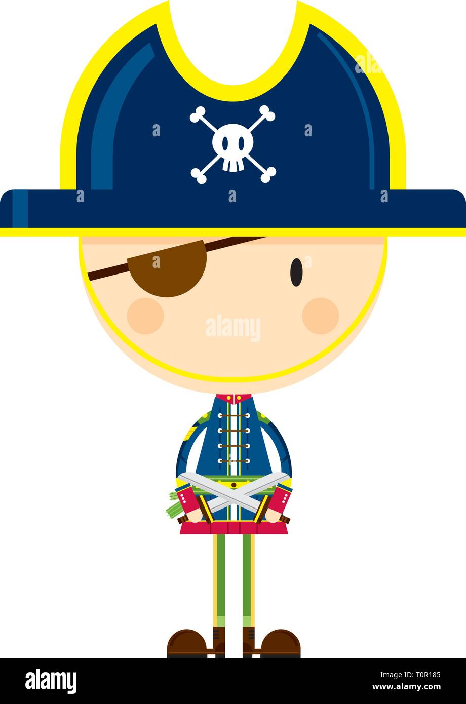 Cute Cartoon Eye Patch Pirate Captain with Sword Stock Vector Image ...