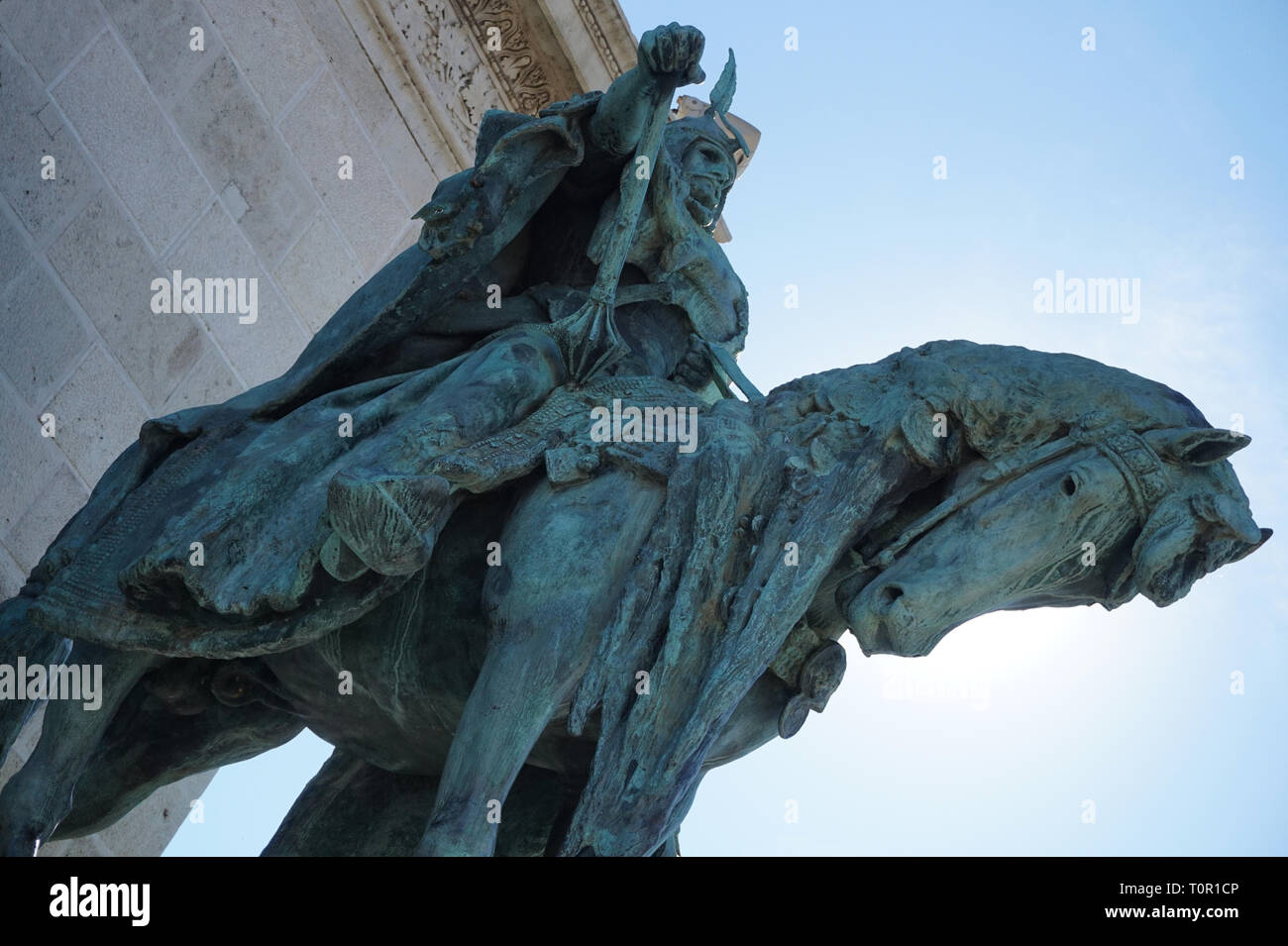 Statue Arpad of Seven Chieftains of the Magyars in Heroes Square Budapest Hungary Stock Photo