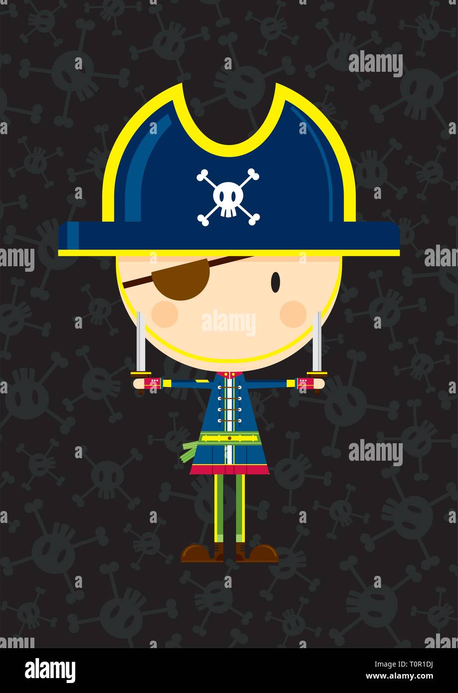 Eye Patch Pirate Captain on a Skull and Crossbones Background Stock ...