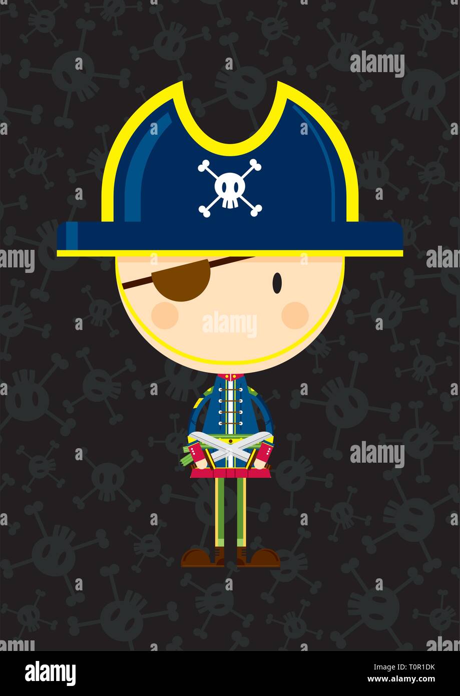 Eye Patch Pirate Captain on a Skull and Crossbones Background Stock ...