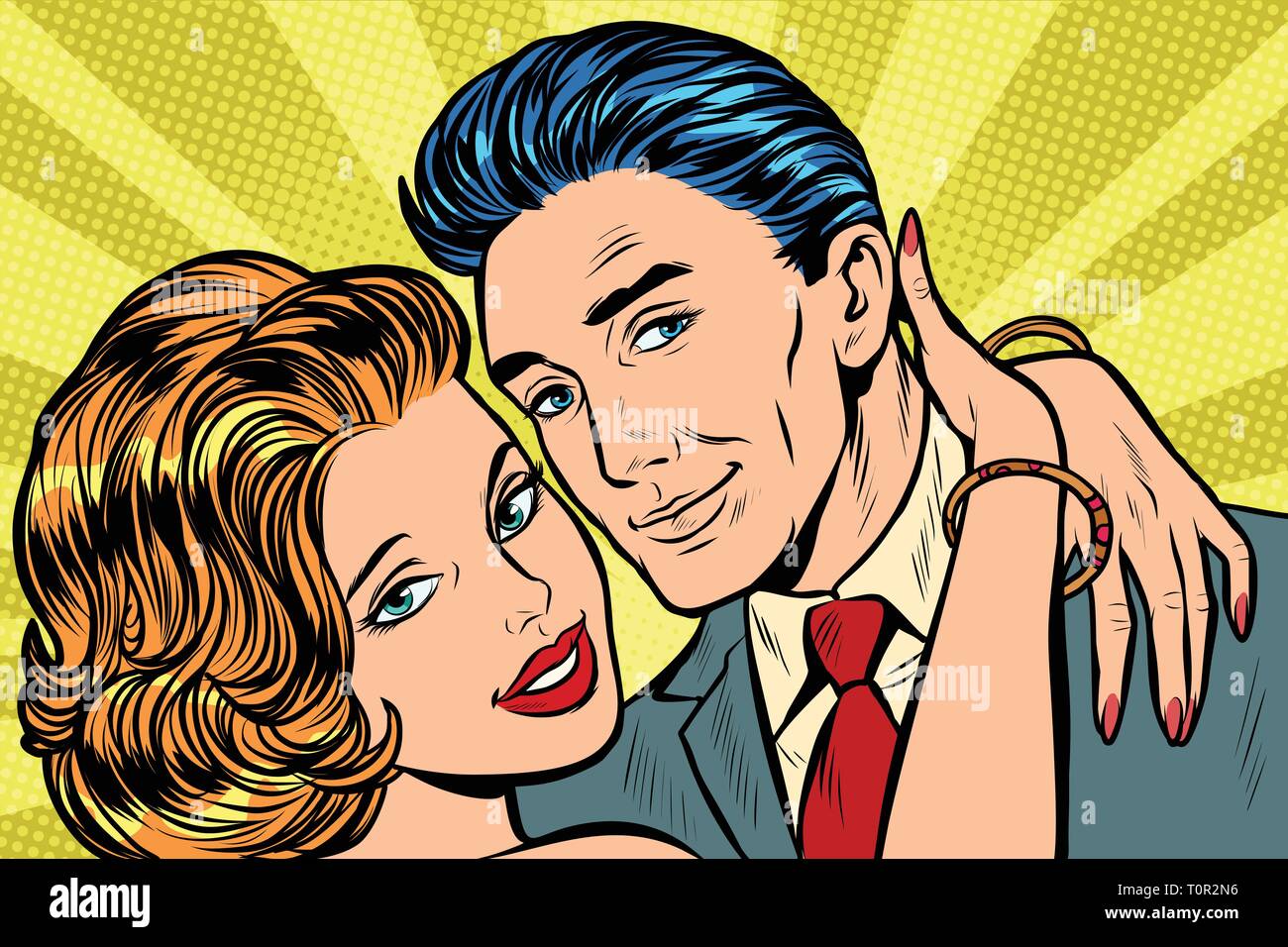 couple in love hug. Pop art retro vector illustration vintage kitsch Stock Vector