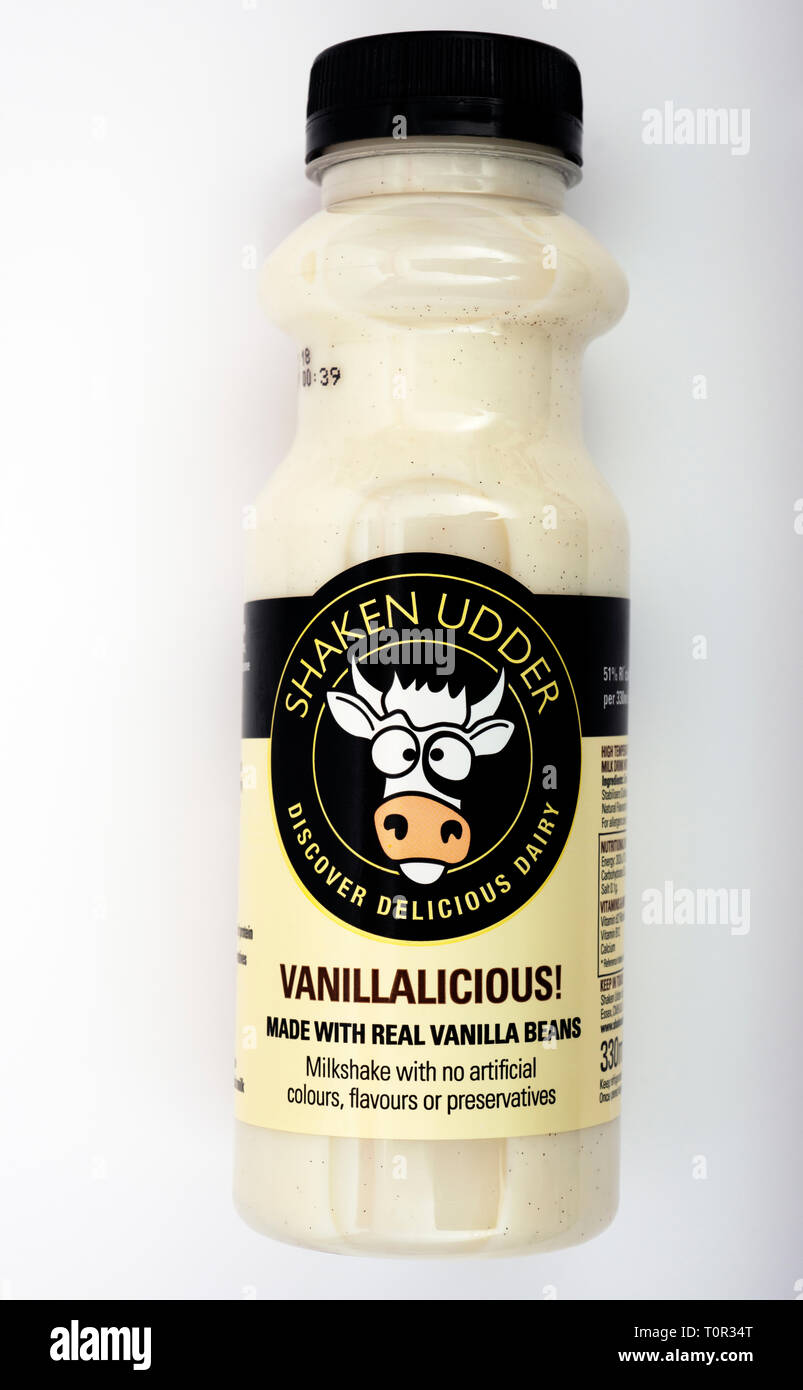 Shaken Udder vanilla milkshake Stock Photo