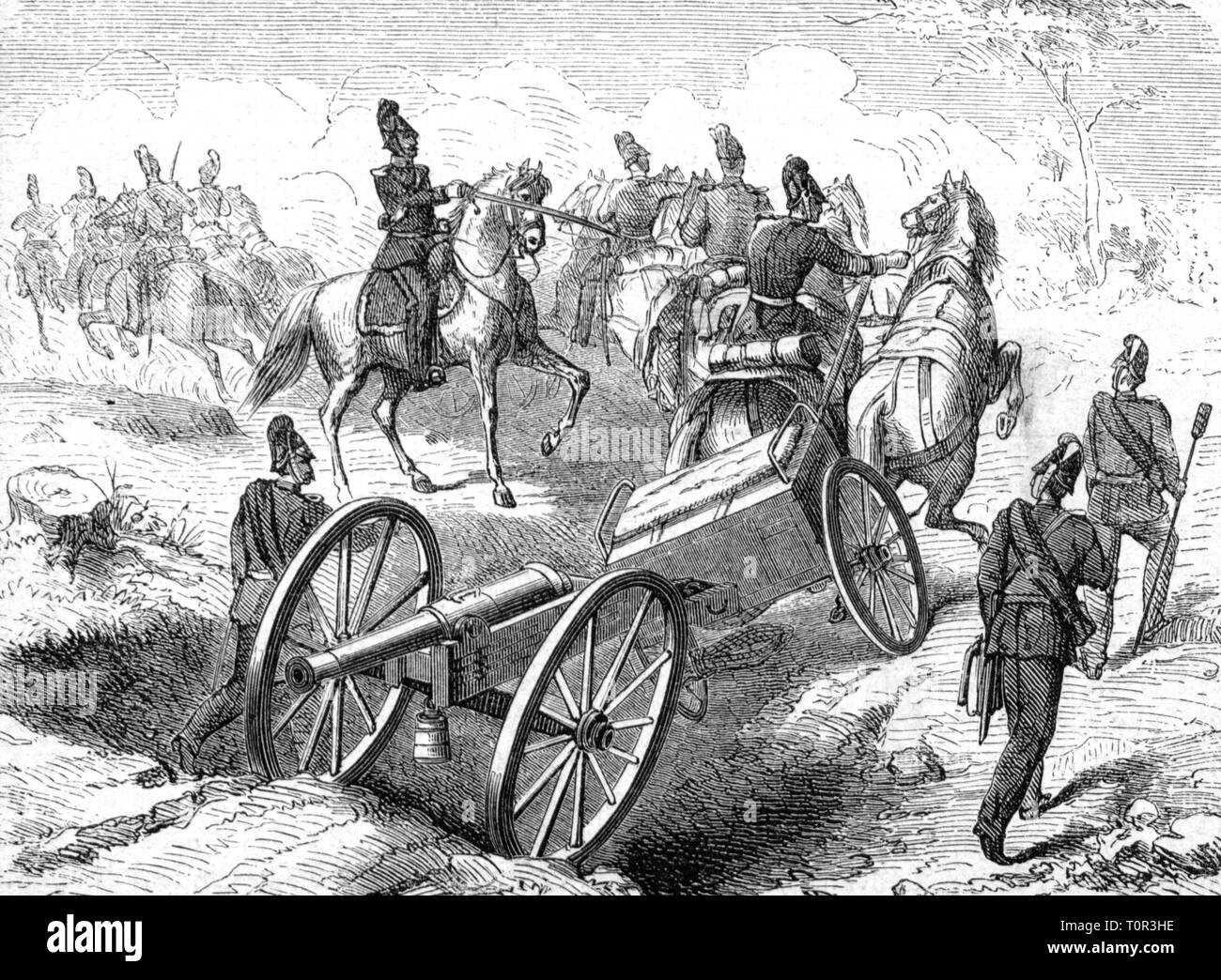military, Germany, Bavaria, army, artillery, riding artillery with the Zoller system from 1836, Additional-Rights-Clearance-Info-Not-Available Stock Photo