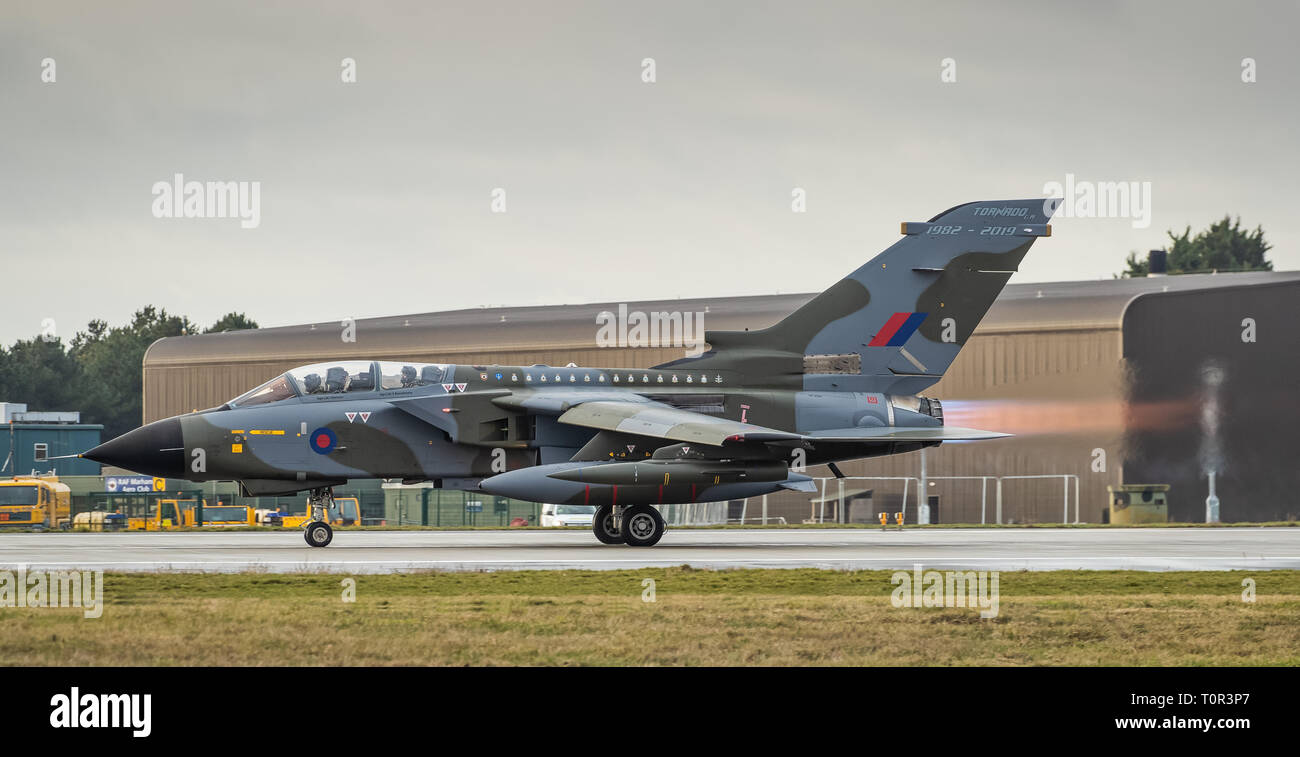 RAF Tornado GR4 from RAF Marham takes off with full afterburners Stock Photo