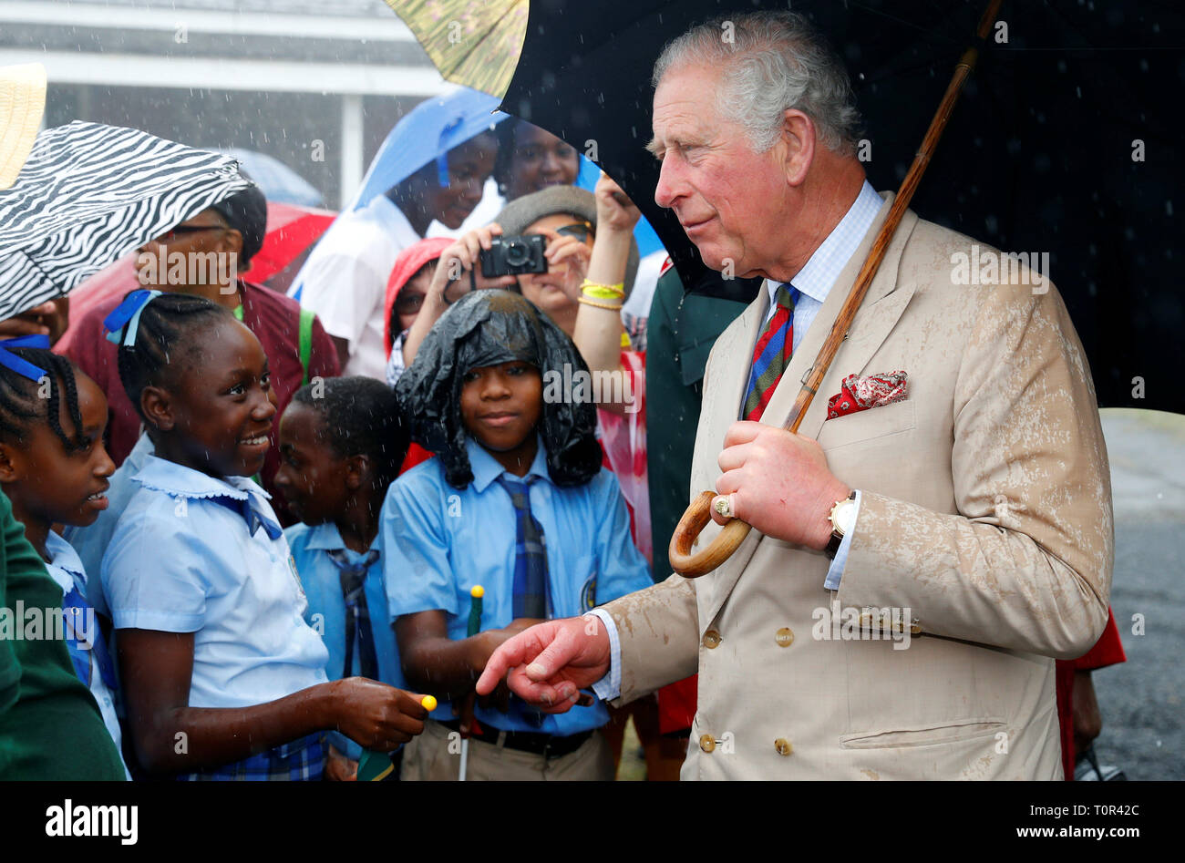 The Prince of Wales visits Brimstone Hill Fortress National Park in St. Kitts and Nevis, a UNESCO World Heritage Site, during a one day visit to the Caribbean island. Stock Photo