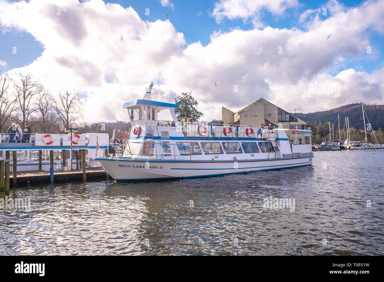 windermere steamer Miss Lakeland on bowness bay lake district Stock