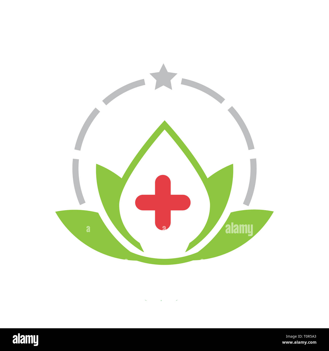 Vector Illustration Physiotherapy Logo Design With Leaf And Star