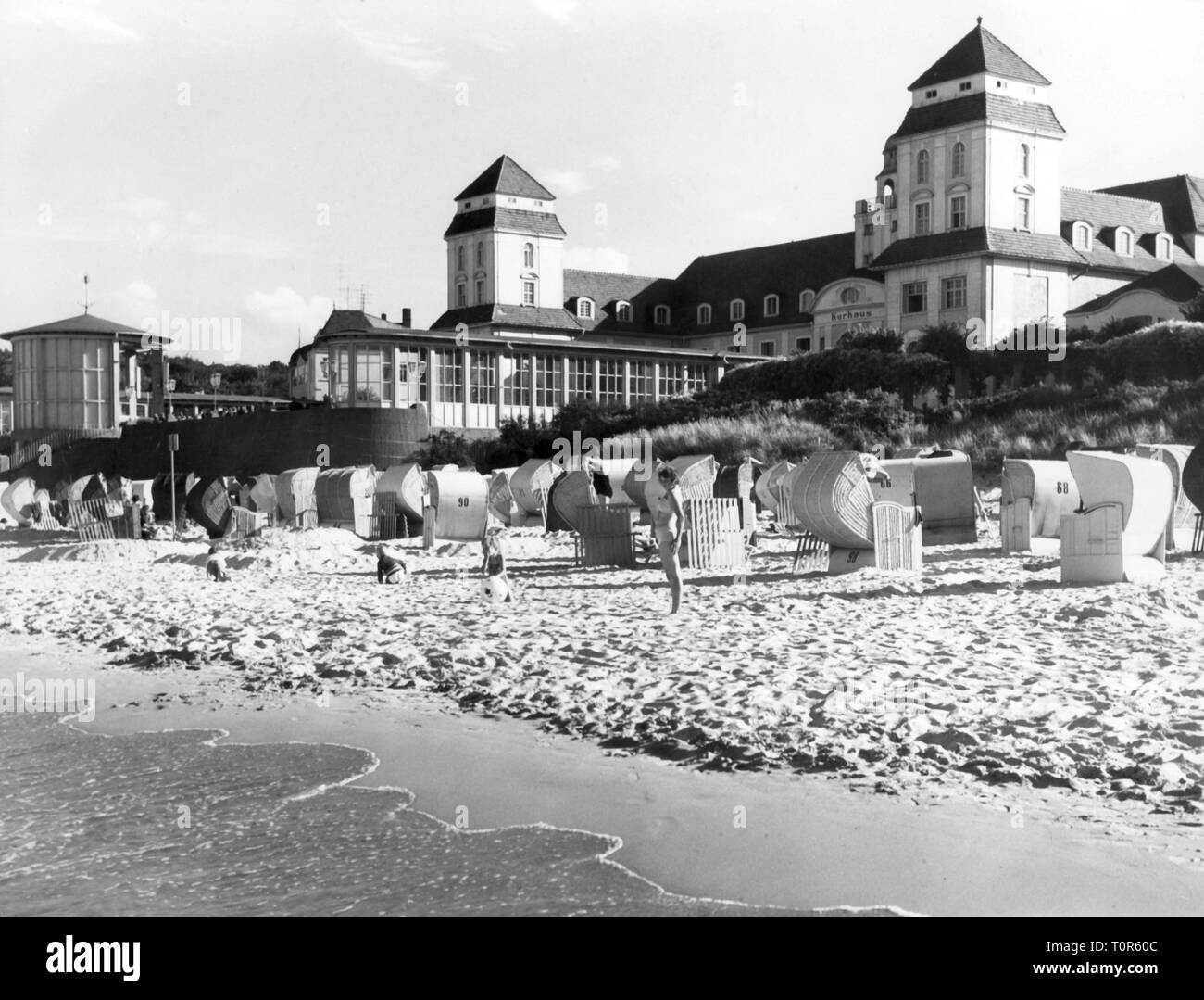 geography / travel historic, Germany, islands, Ruegen Isle, Baltic Sea spa resort Binz, kurhaus, exterior view, early 1960s, Additional-Rights-Clearance-Info-Not-Available Stock Photo