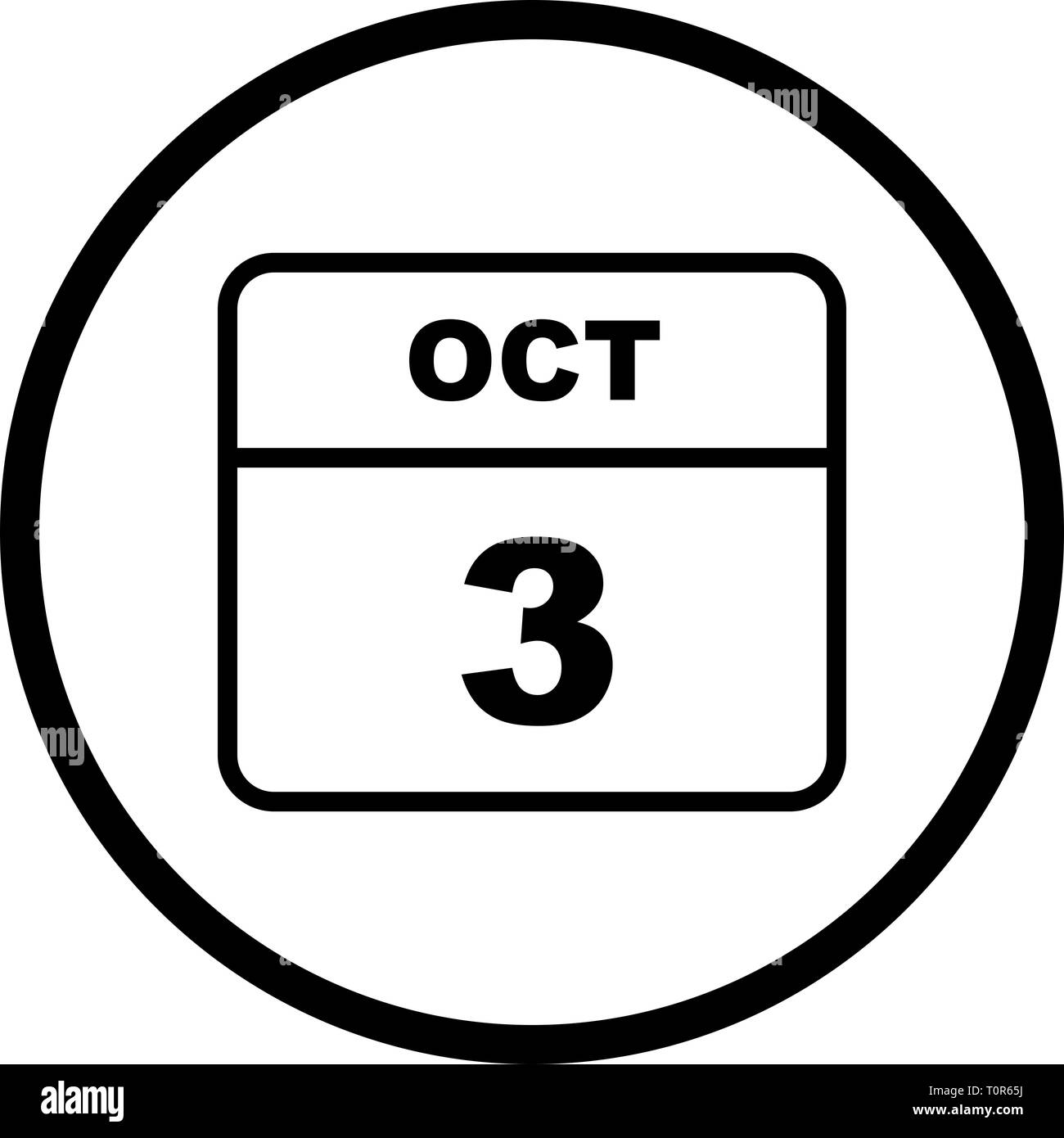 October 3rd Date on a Single Day Calendar Stock Photo Alamy