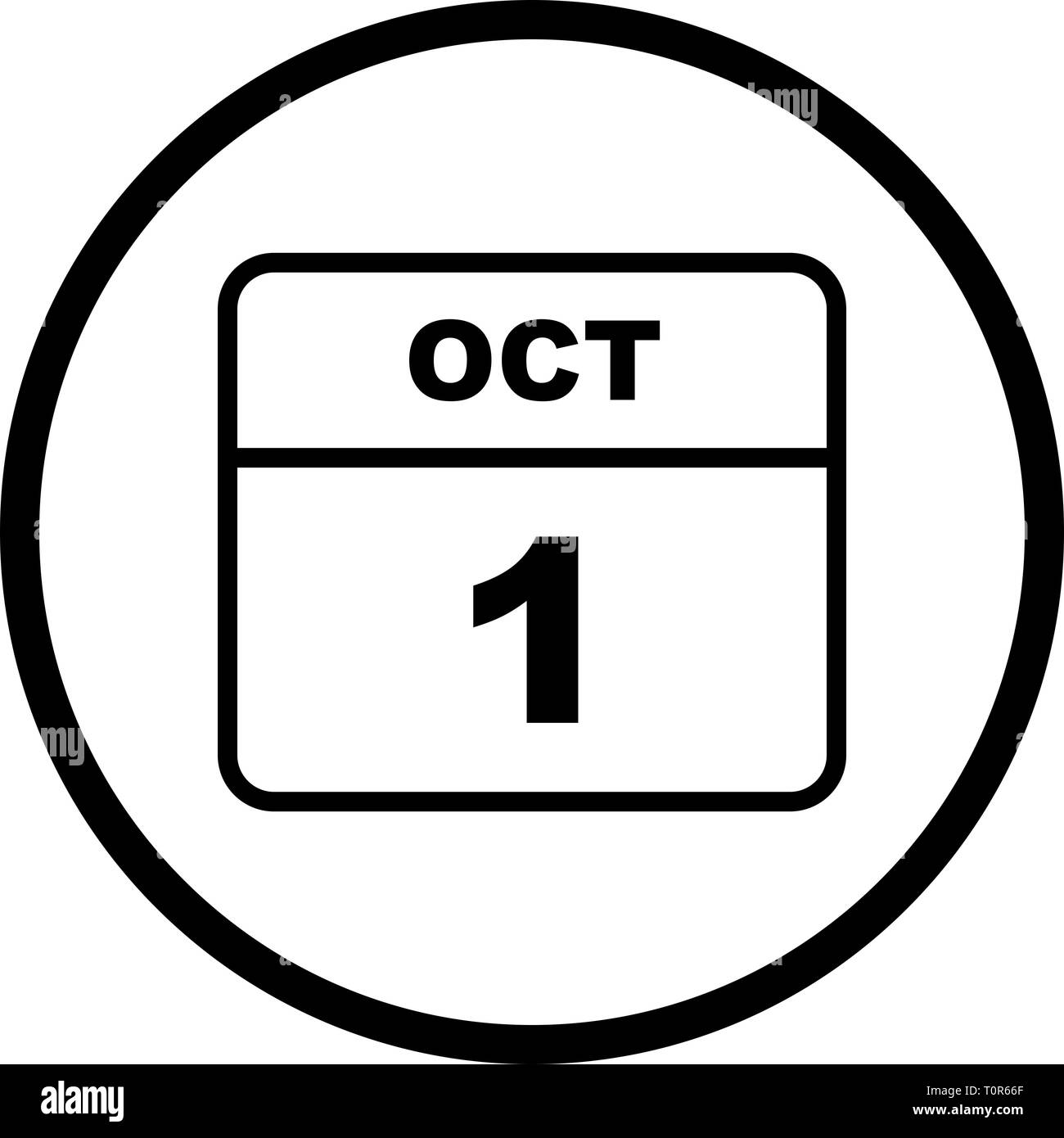 October 1st Date on a Single Day Calendar Stock Photo Alamy