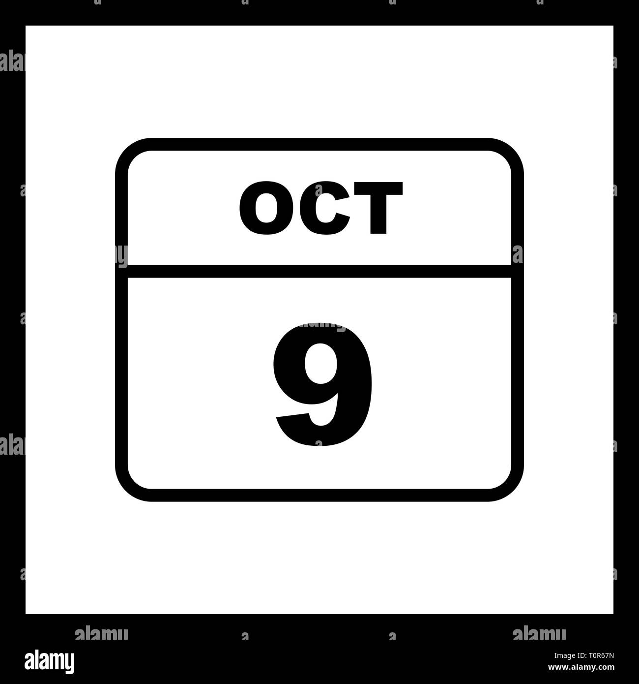 October 9th Date on a Single Day Calendar Stock Photo Alamy