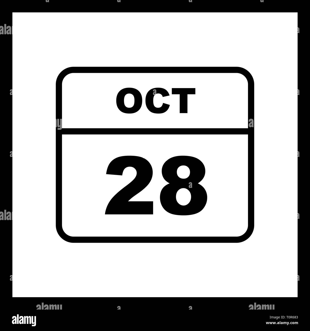 October 28th Date on a Single Day Calendar Stock Photo Alamy