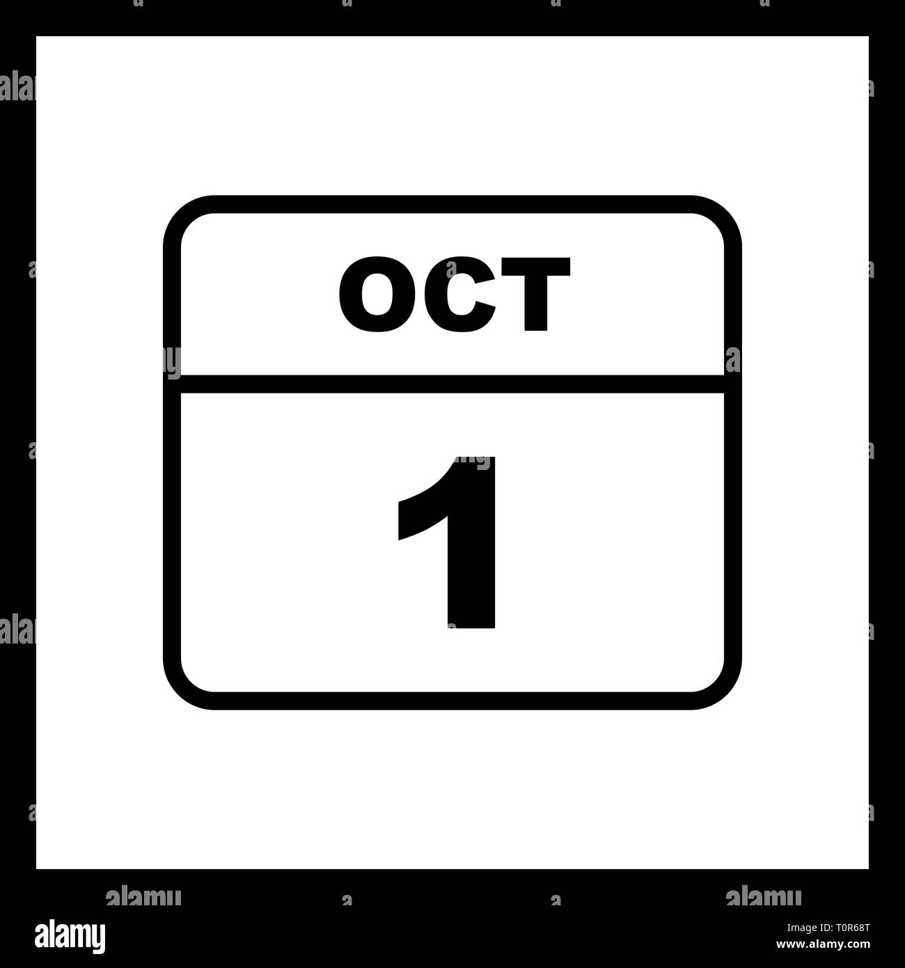 October 1st Date on a Single Day Calendar Stock Photo Alamy